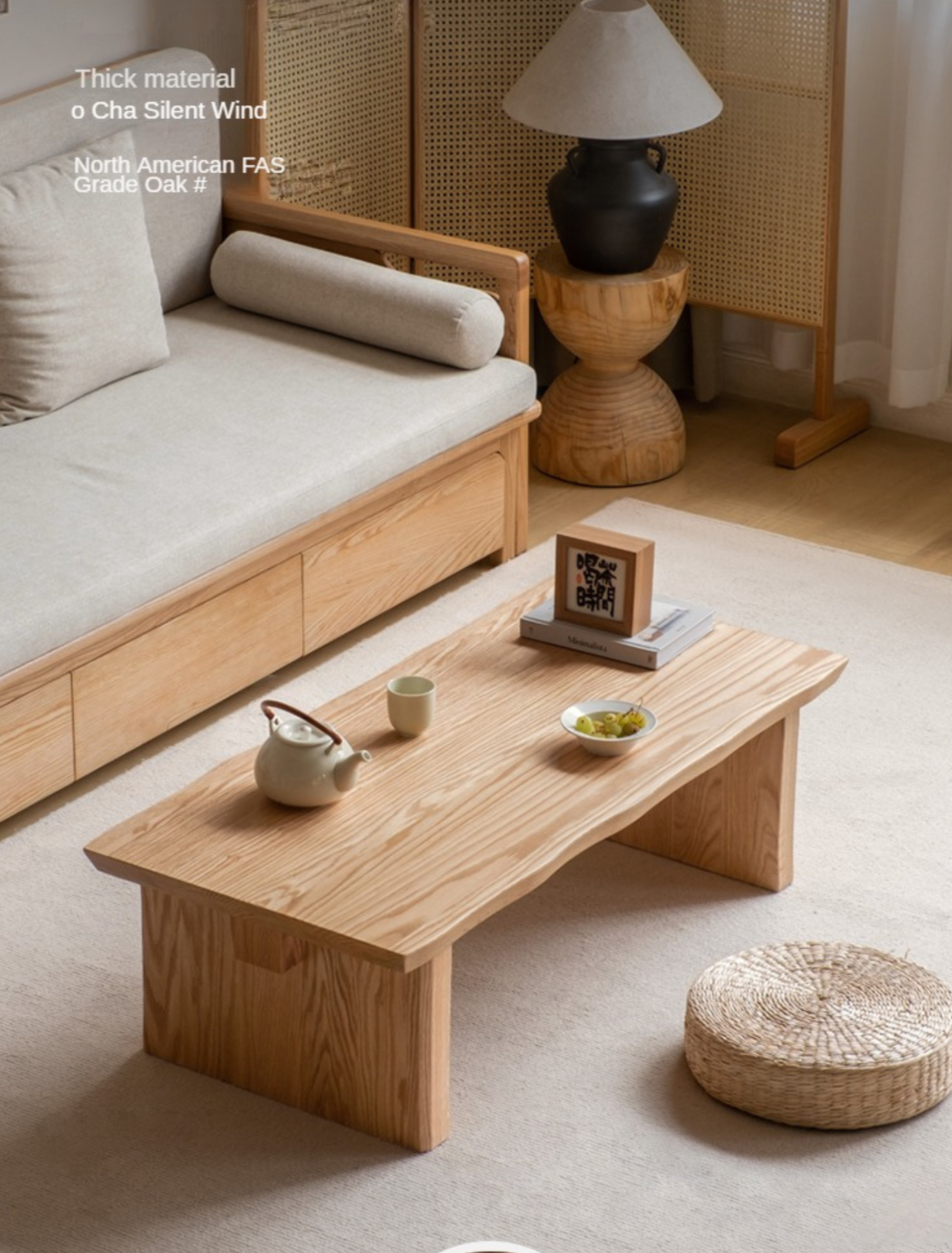 Handcrafted Live Edge Tea Table - Solid Oak & Birch Wood - Rustic Modern Coffee Table for Living Room, Lounge, or Office Decor