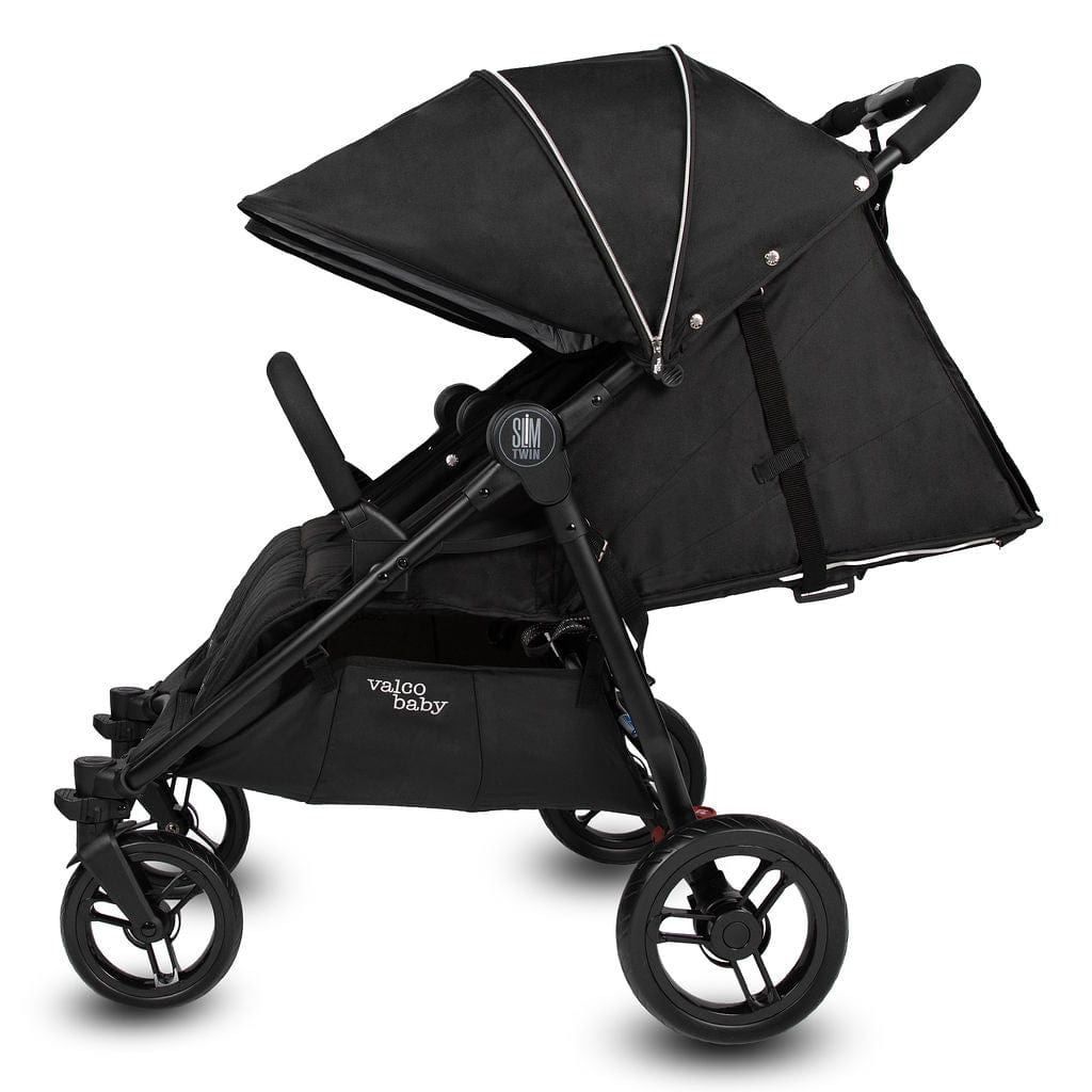 Valco Baby Slim Twin Double Stroller 2024 - Lightweight Compact Side by Side Stroller for Twins, Licorice Black | Perfect for City Walks, Shopping & Travel with Two Kids