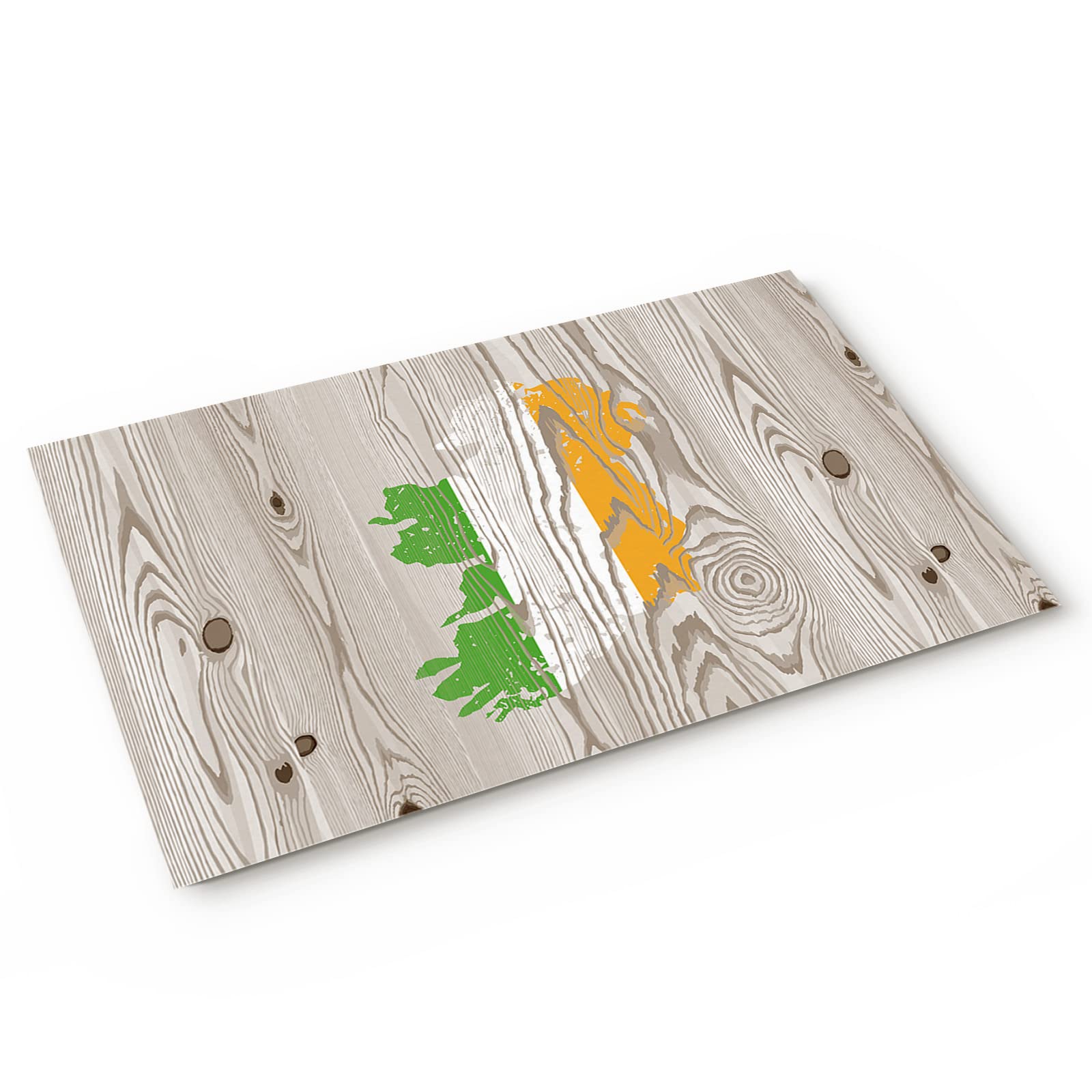 Irish Flag Doormat - Non-Slip Wood Grain Design for Home Entrance, Bathroom & Outdoor Use - 20x31.5 Inch Indoor/Outdoor Welcome Mat - Perfect for St. Patrick's Day Decor & Year-Round Home Protection