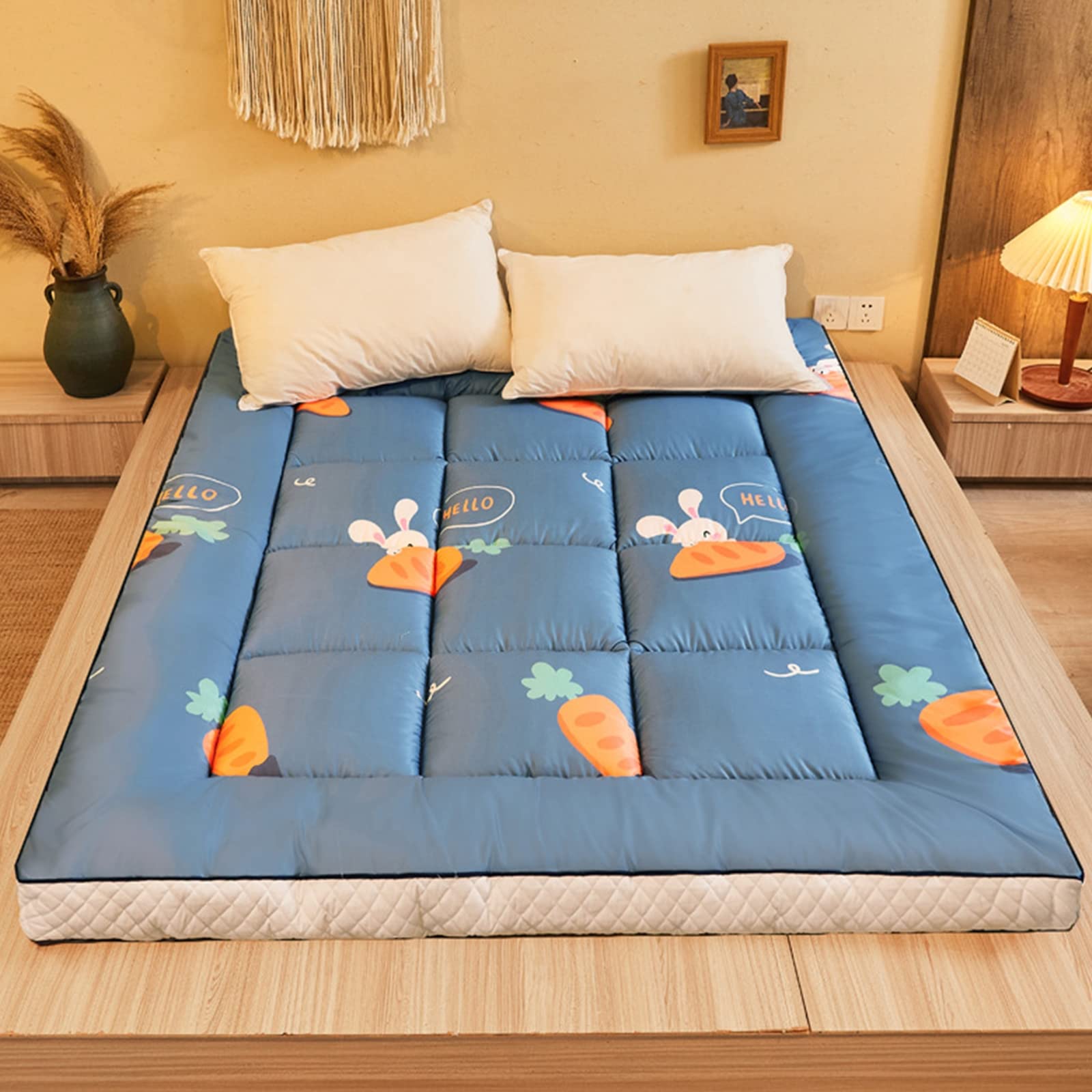 Japanese Futon Mattress - Thick Roll Up Quilted Floor Mattress, Portable Folding Tatami Sleeping Pad for Camping, Guest Bed & Couch - 180x200cm (71x79in) - Radish Design | Perfect for Small Spaces, Sleepovers & Outdoor Adventures