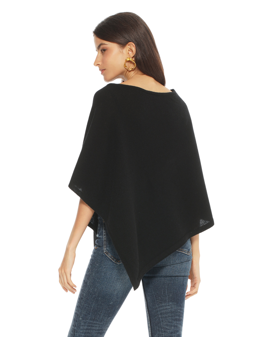 Luxury Women's Pure Cashmere Capelet Poncho Shawl - Soft & Warm Winter Wrap - Black Cashmere Poncho for Evening Out, Office Wear & Holiday Gifts