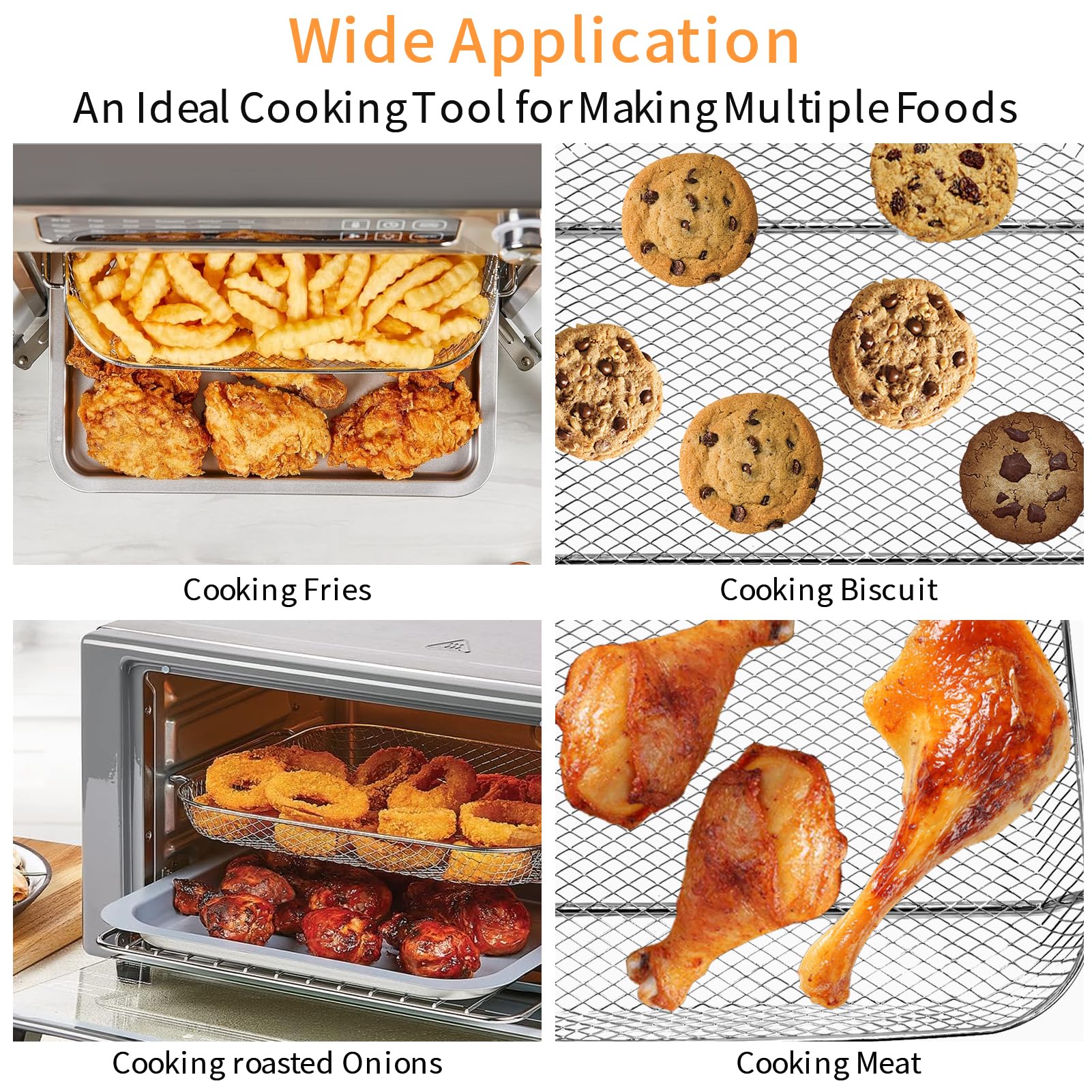 Replacement Air Fryer Basket for Emeril Lagasse 26 QT Extra Large Convection Toaster Oven - 12.5 x 10.2 Inch Non-Stick Mesh Wire Rack Accessory - Dishwasher Safe - Perfect for Healthy Frying, Roasting, and Reheating Meals