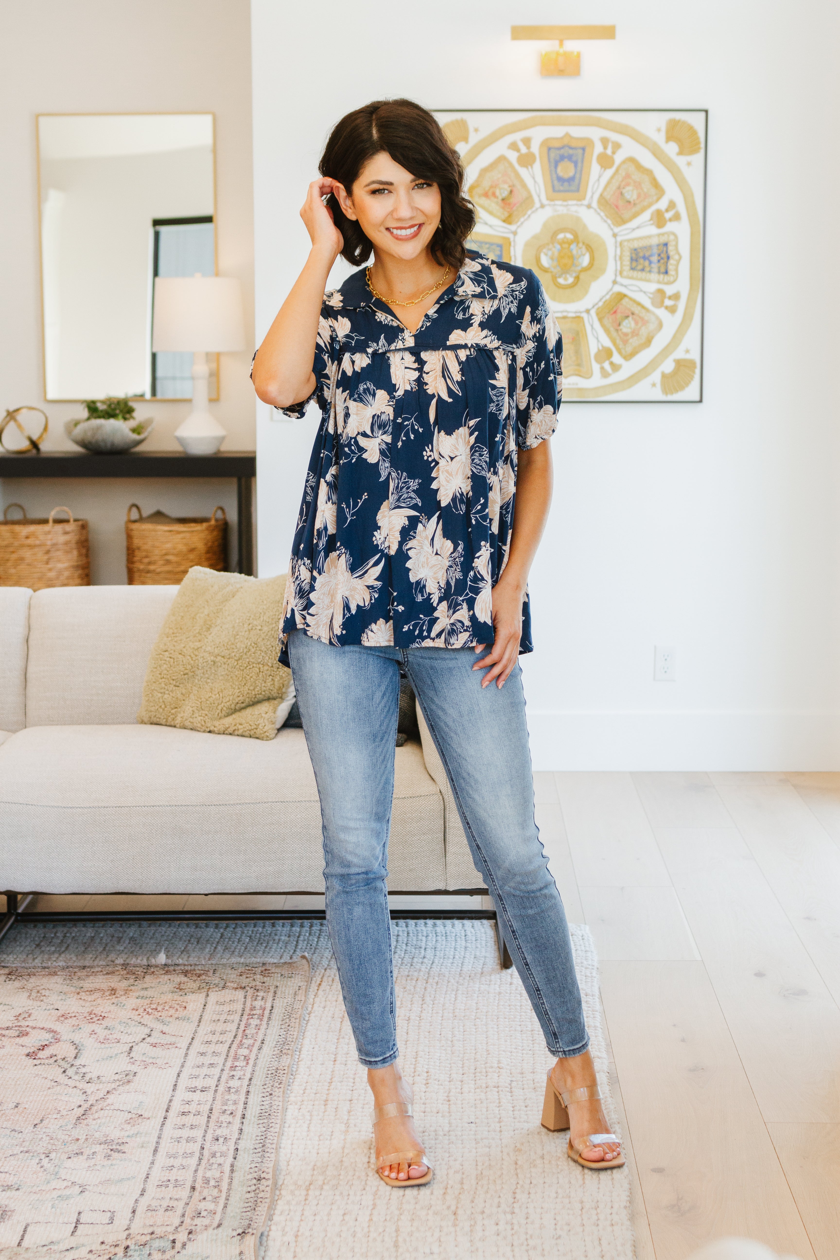 Just Coasting Floral Blouse - Women's Elegant Floral Print Top for Casual Wear, Office & Date Night Outfits | Perfect for Spring & Summer Fashion