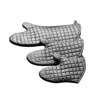 Heat Resistant 17-Inch Extra Long Silicone Oven Mitts - Silver - Perfect for Grilling, Baking, and Kitchen Safety