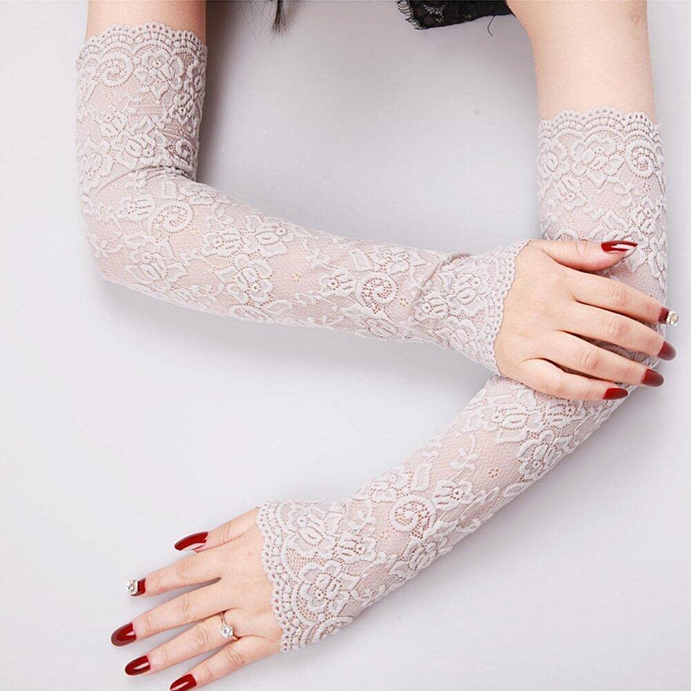 UV Protection Long Lace Sleeves for Women - Breathable Summer Arm Sleeves, Cycling Gloves & Shoulder Warmers for Outdoor Activities, Sports & Driving