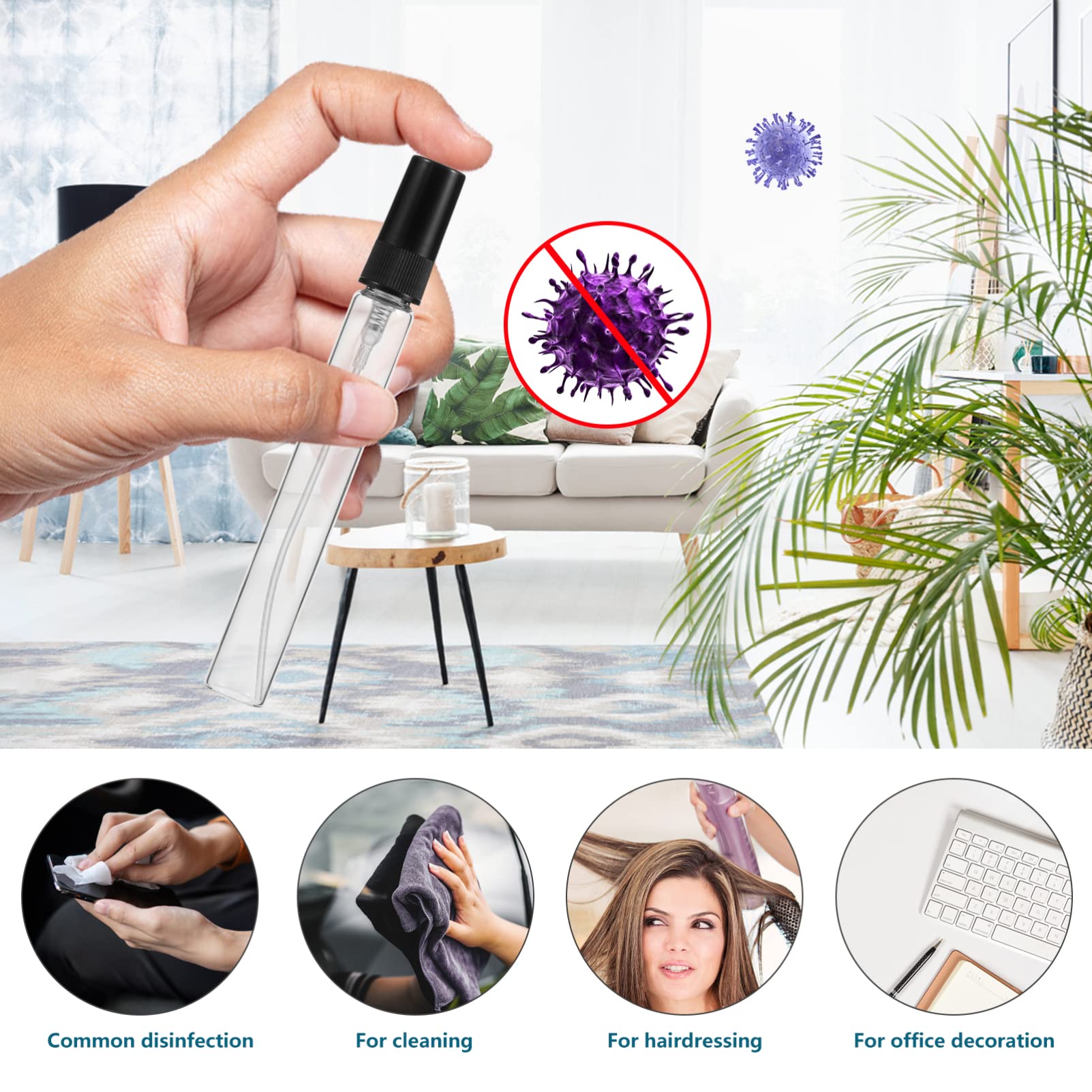 Minkissy 20-Pack 10ml Refillable Glass Perfume Spray Bottles - Travel-Sized Mini Perfume Atomizers for Essential Oils & Fragrances, Fine Mist Sample Vials (Black) - Perfect for DIY Perfume Mixing, Travel Toiletries & Gift Sets
