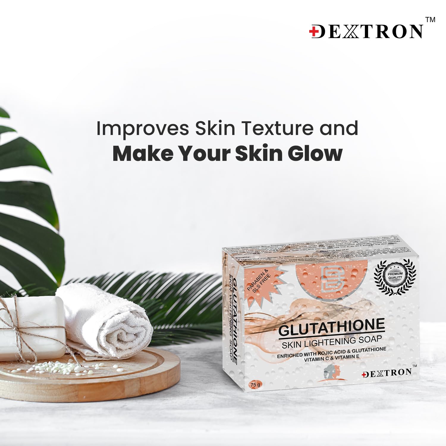 Dextron Glutathione Soap for Skin Whitening & Brightening - 1 Piece - Natural Skin Care for Face & Body - Perfect for Daily Use & Glowing Skin