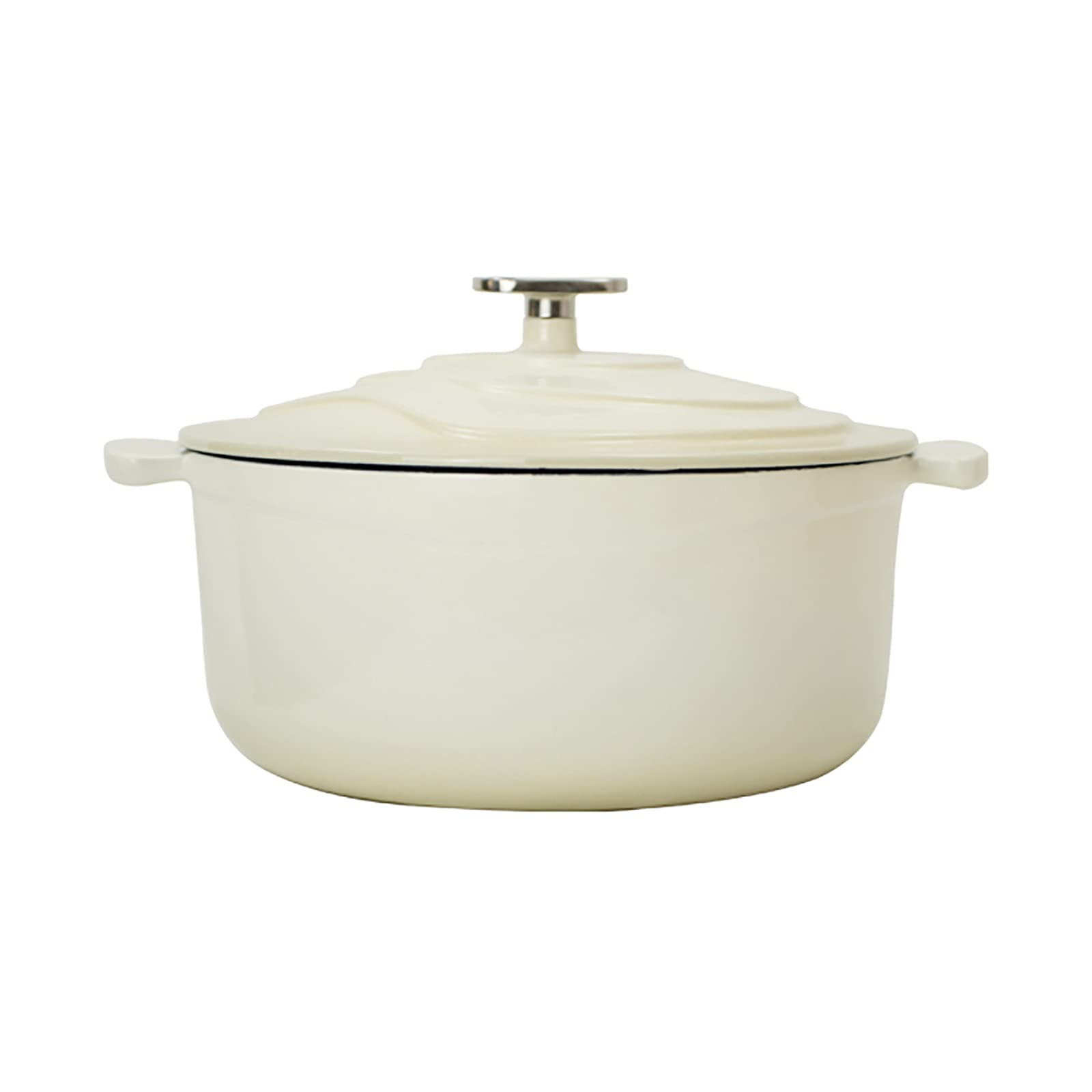 2.45-Quart Enameled Cast Iron Dutch Oven - Non-Stick Round Ceramic Casserole Pot for Baking, Roasting & Stewing (White, 2.7L) - Perfect for Soups, Stews & Family Dinners