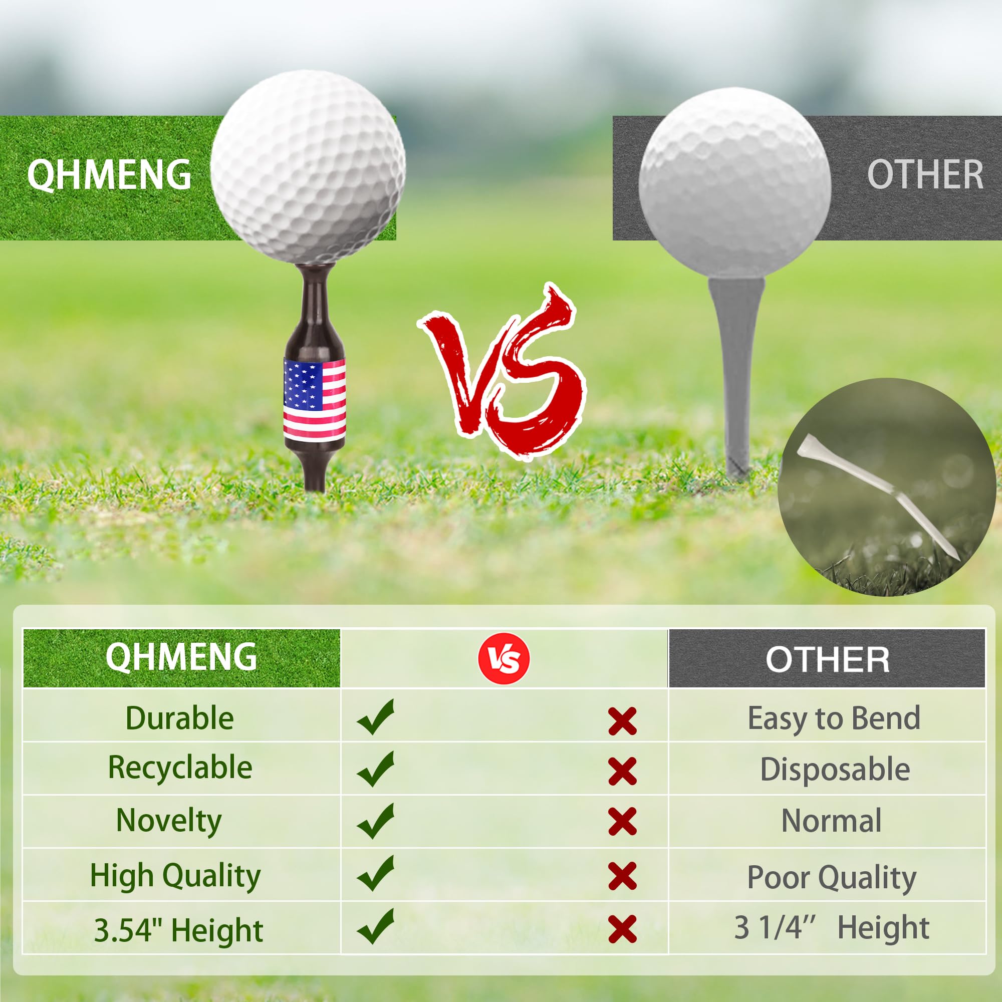 Premium Golf Tees Set of 12 - Durable Plastic Golf Accessories (3.54