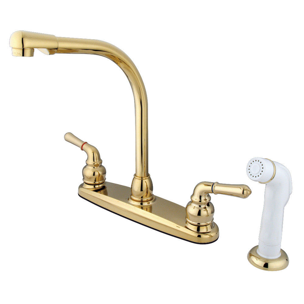 Kingston Brass KB756 Magellan 8 Inch Centerset Kitchen Faucet - Single Handle Pull-Down Sprayer, Brushed Nickel Finish for Modern Kitchens | Perfect for Washing Dishes, Filling Pots & Daily Cooking Tasks