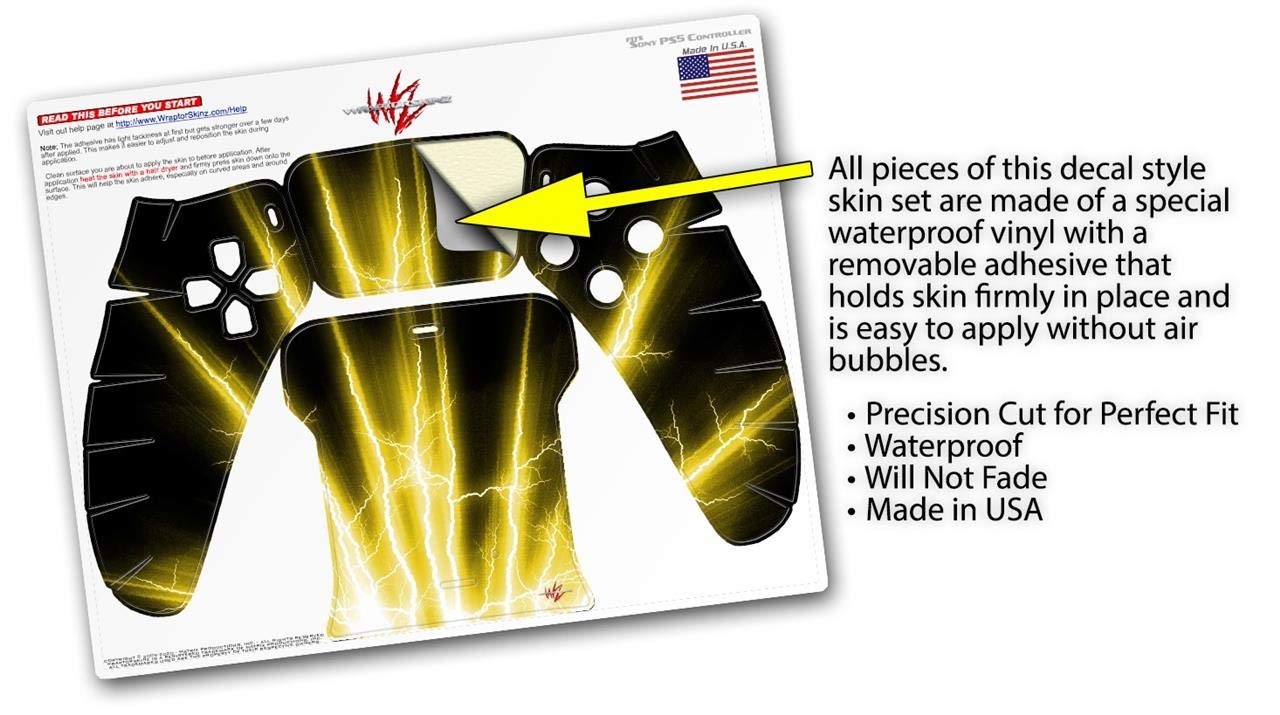 Sony PS5 DualSense Skin Wrap - Lightning Yellow for Gaming Protection