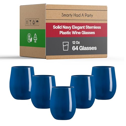 Navy Wine Glasses 12 oz