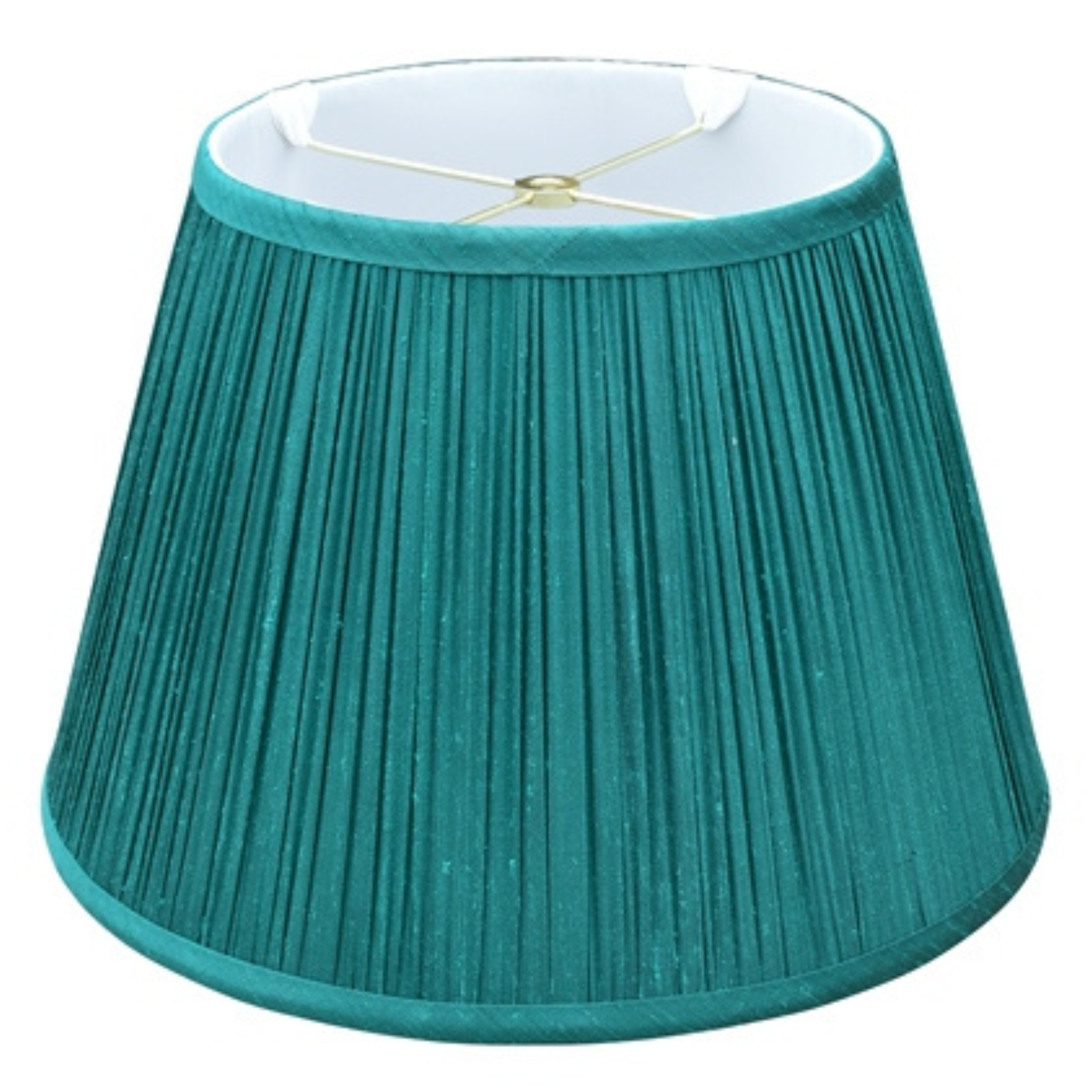 British Short Empire Pleated Lamp Shade in Peacock Green - Vintage Style Fabric Lampshade for Bedroom, Living Room & Office Lighting Decor