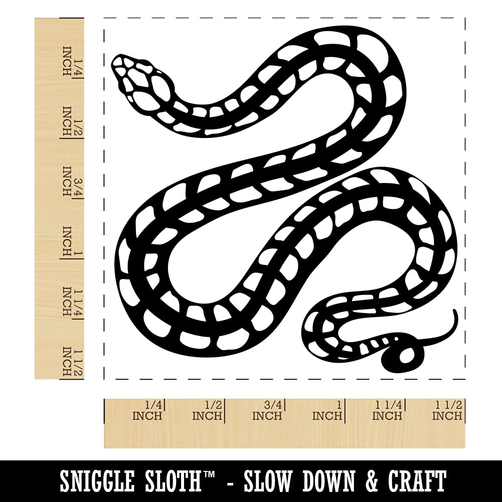 Self-Inking Rubber Stamp with Winding Striped Snake Design - 1.5 Inch Large Stamp for Crafts, Scrapbooking & Office Use - Black Ink Stamper for DIY Projects & Document Marking