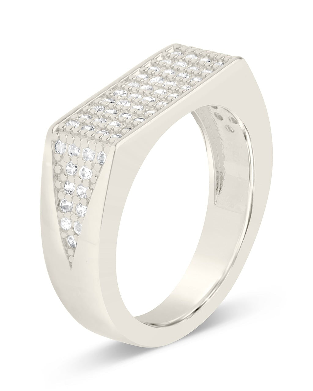 Men's CZ Bar Signet Ring - Sterling Silver Cubic Zirconia Statement Jewelry for Men | Perfect for Weddings, Gifts & Everyday Wear