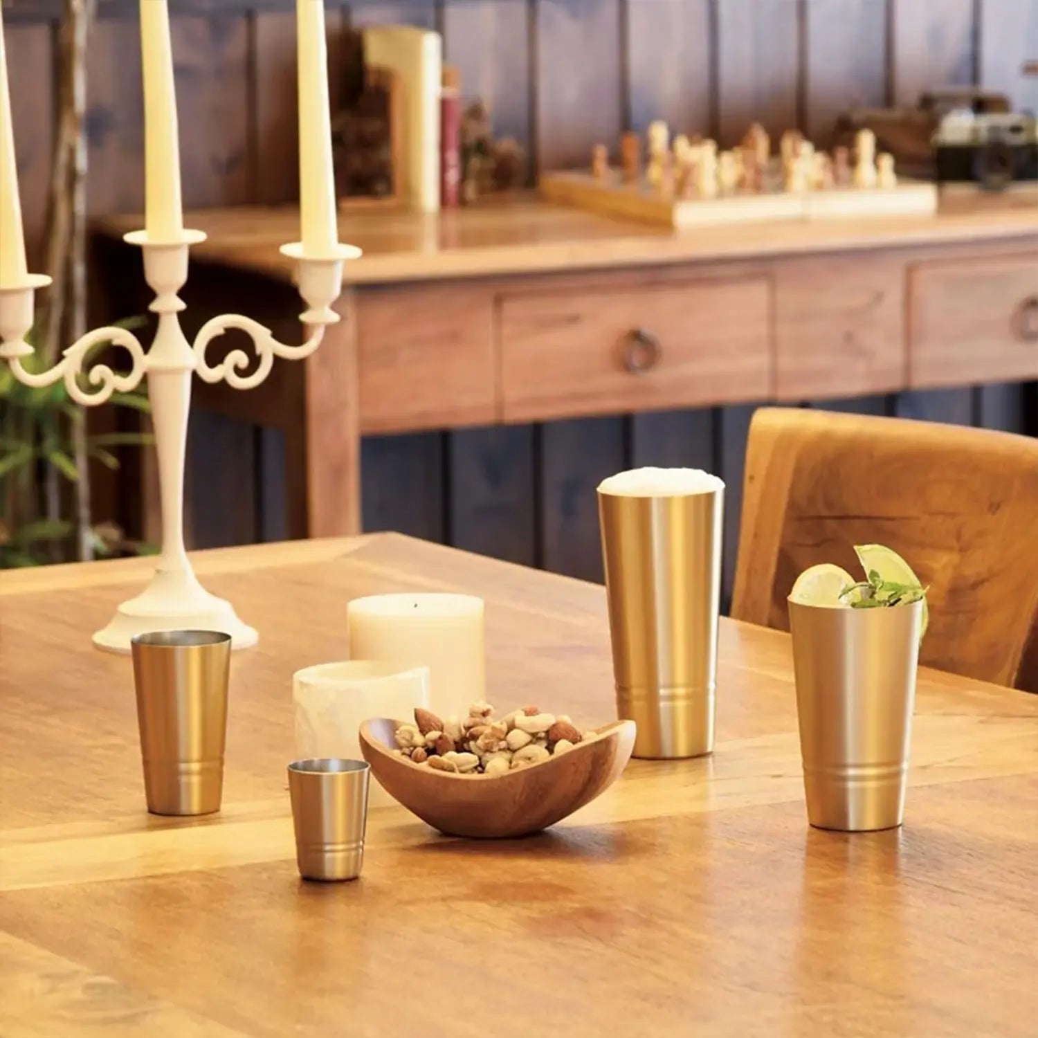 Asahi Brass Tumbler Set - 2 Pack 330ml Copper Cups for Moscow Mule Cocktails, Whiskey, Iced Coffee & More - Premium Japanese Barware for Home & Outdoor Use
