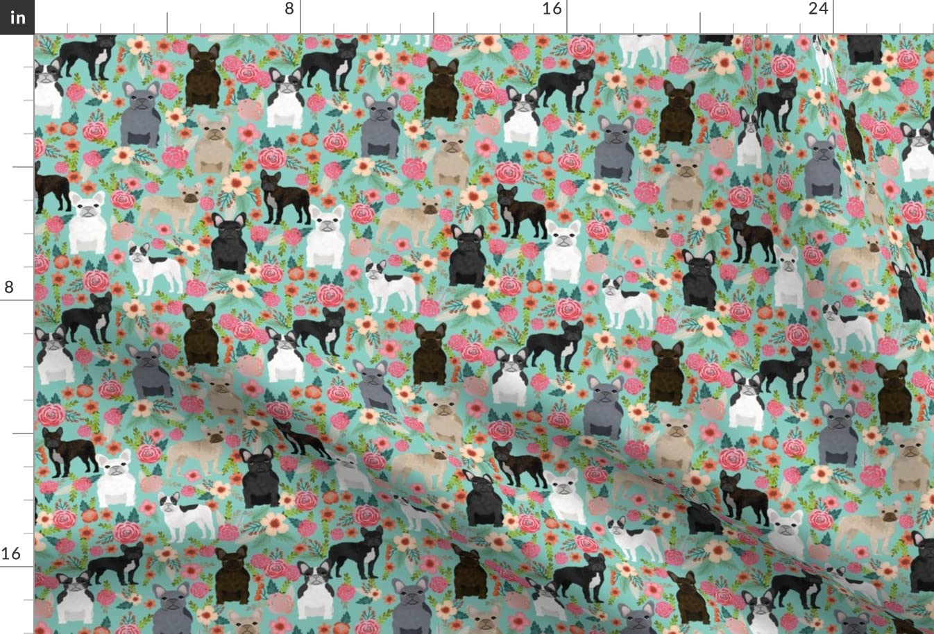 Frenchie Florals Cute French Bulldogs Printed Minky Fabric - Best Pet Bulldog Frenchies Design for Sewing, Baby Blankets & Quilt Backing | Soft Plush Fat Quarter Fabric for DIY Crafts, Home Decor & Gift Making