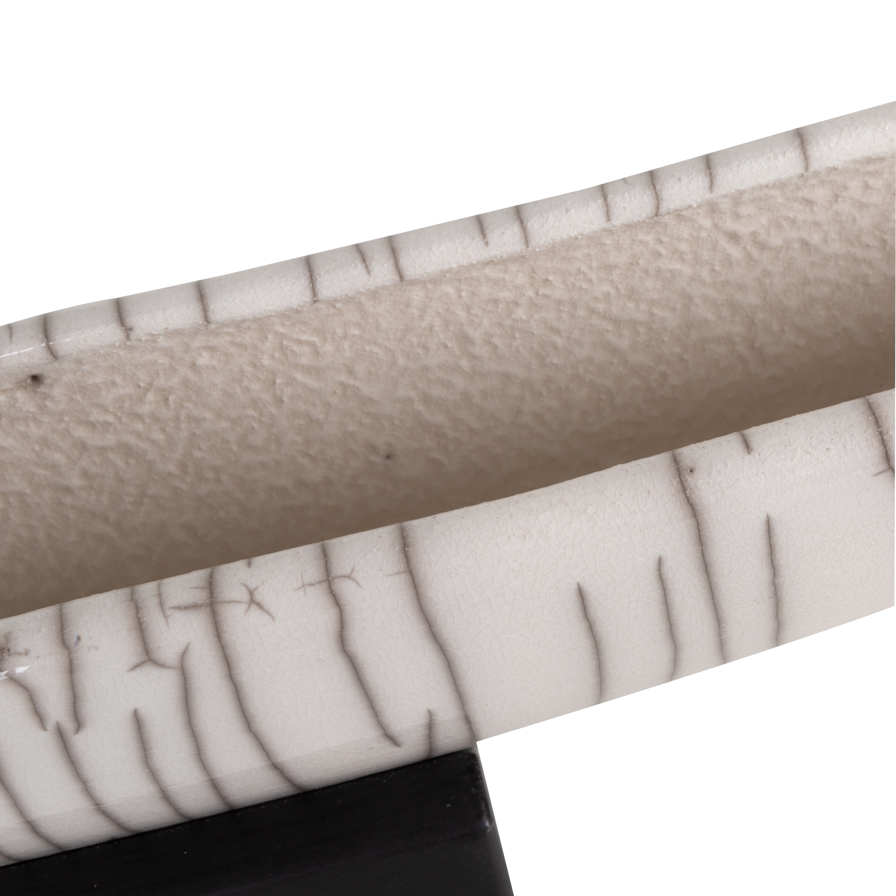 Crackle Carina Curved Trough - Modern Ceramic Bathroom Sink with Unique Crackle Glaze Finish, Perfect for Vanities and Powder Rooms (White, 18 Inch)