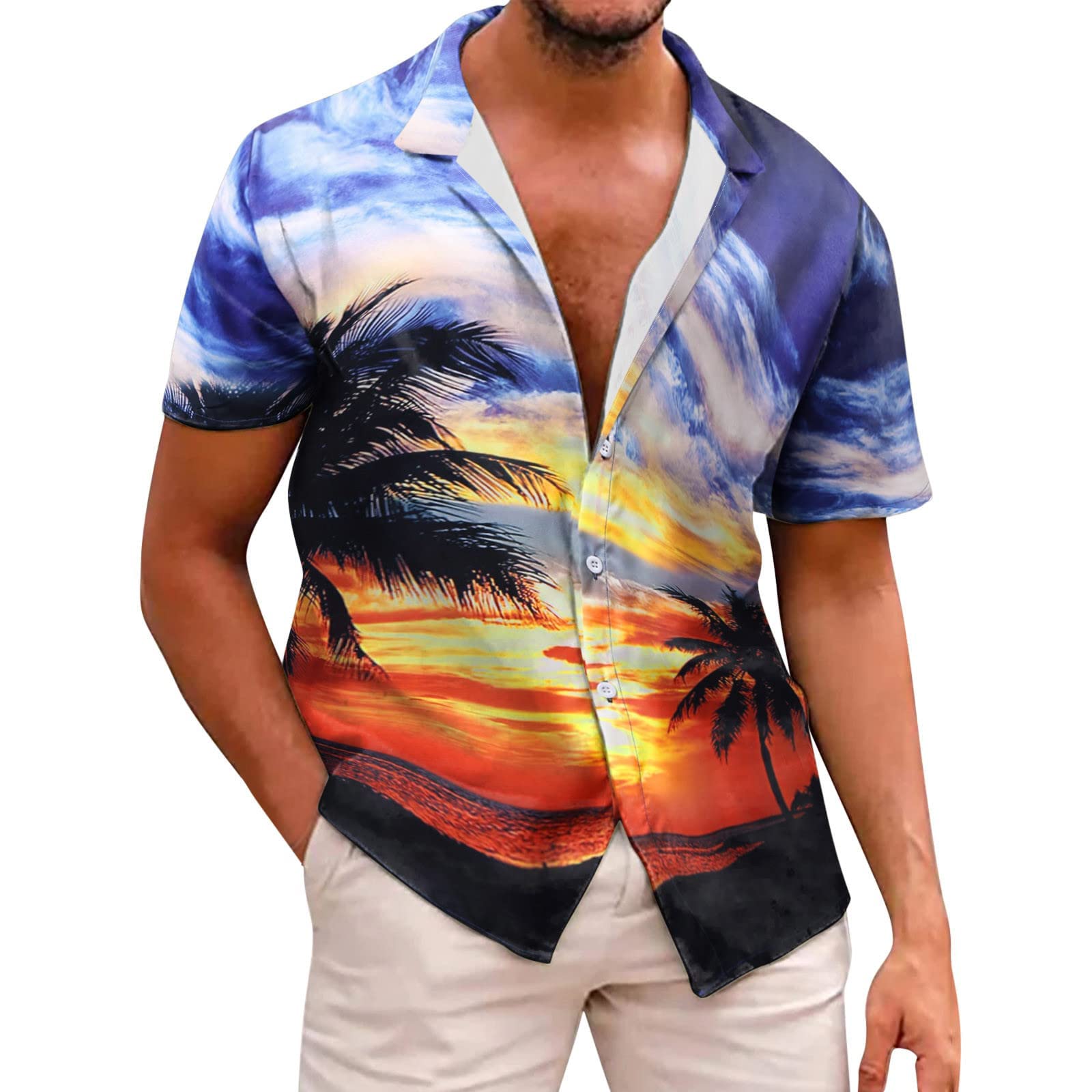 Men's Hawaiian Shirts Summer Tropical Short Sleeve Button Down Casual Beach Shirt - Perfect for Vacation, Luau Parties & Tropical Getaways