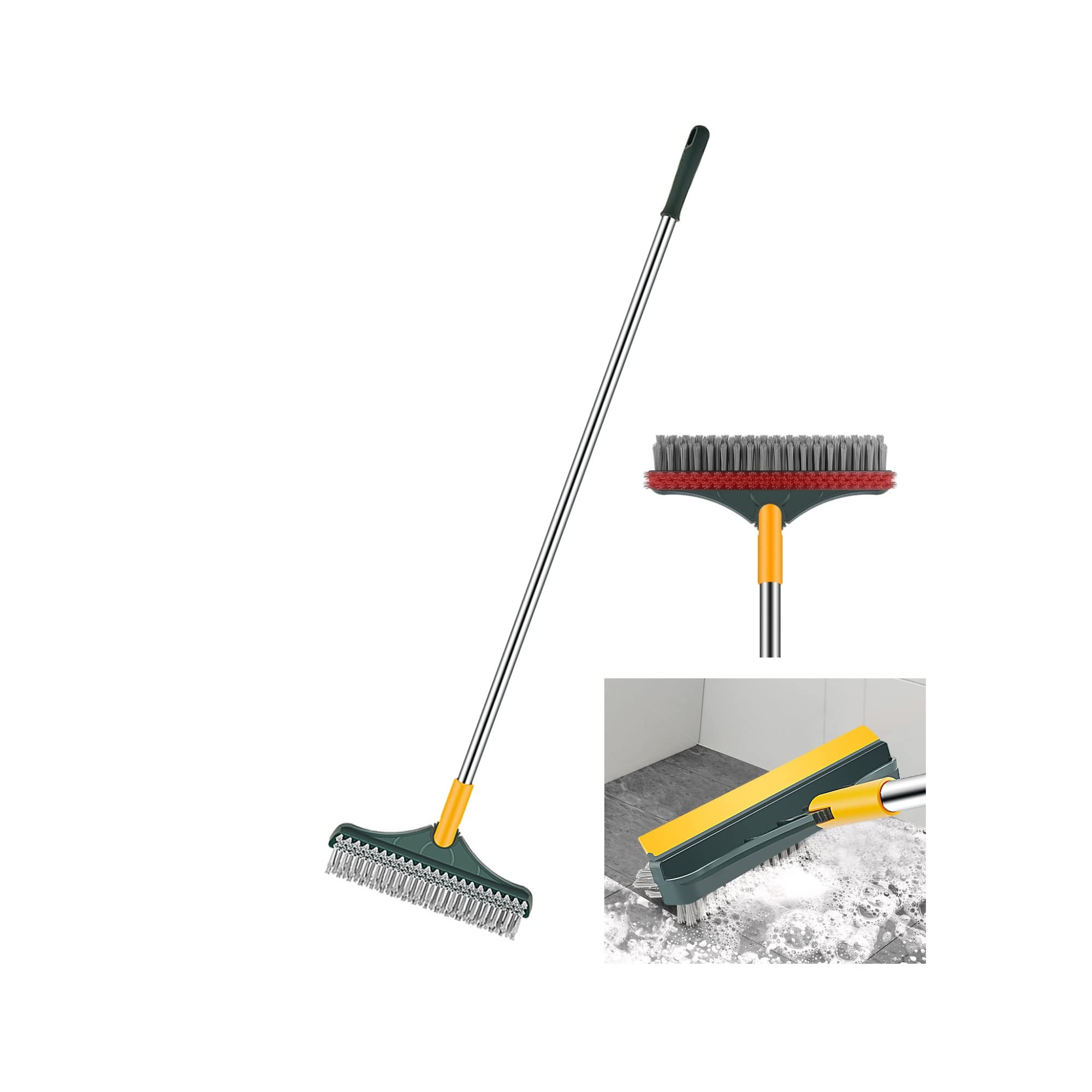 **2-in-1 V-Shaped Floor Scrub Brush with Long Handle - Scrape & Sweep Magic Broom for Tile, Kitchen, Bathroom - Squeegee & Crevice Cleaning Tool for Walls & Floors (Ideal for Home & Commercial Use)**