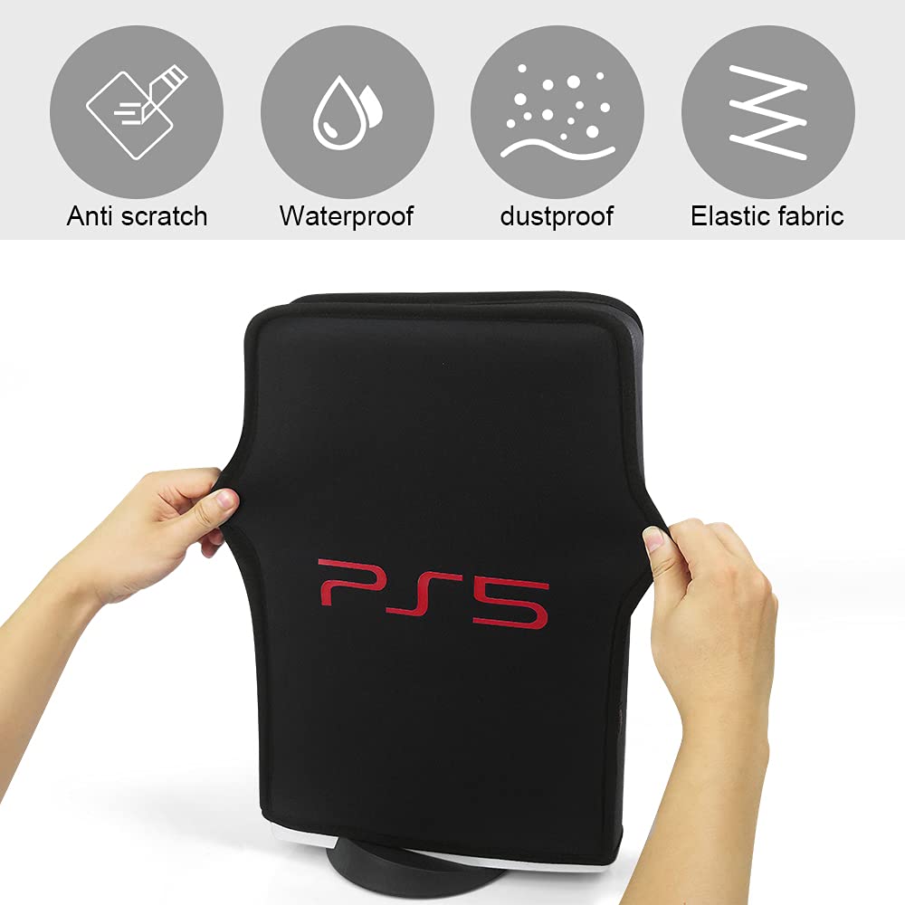 Dust Proof PS5 Cover - Anti Scratch & Washable Protector Sleeve for PS5 Game Console (Digital & Disc Edition) - Perfect for Gaming Setup Protection & Storage (Black)