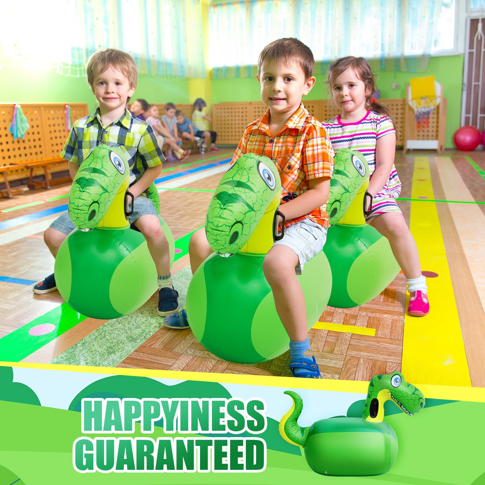 Hiboom 2 Pack Giant Inflatable Hopping Toys - 51 Inch Dinosaur Bouncer Ride-On Animal for Kids Outdoor Play, Birthday Party Gifts & Backyard Fun