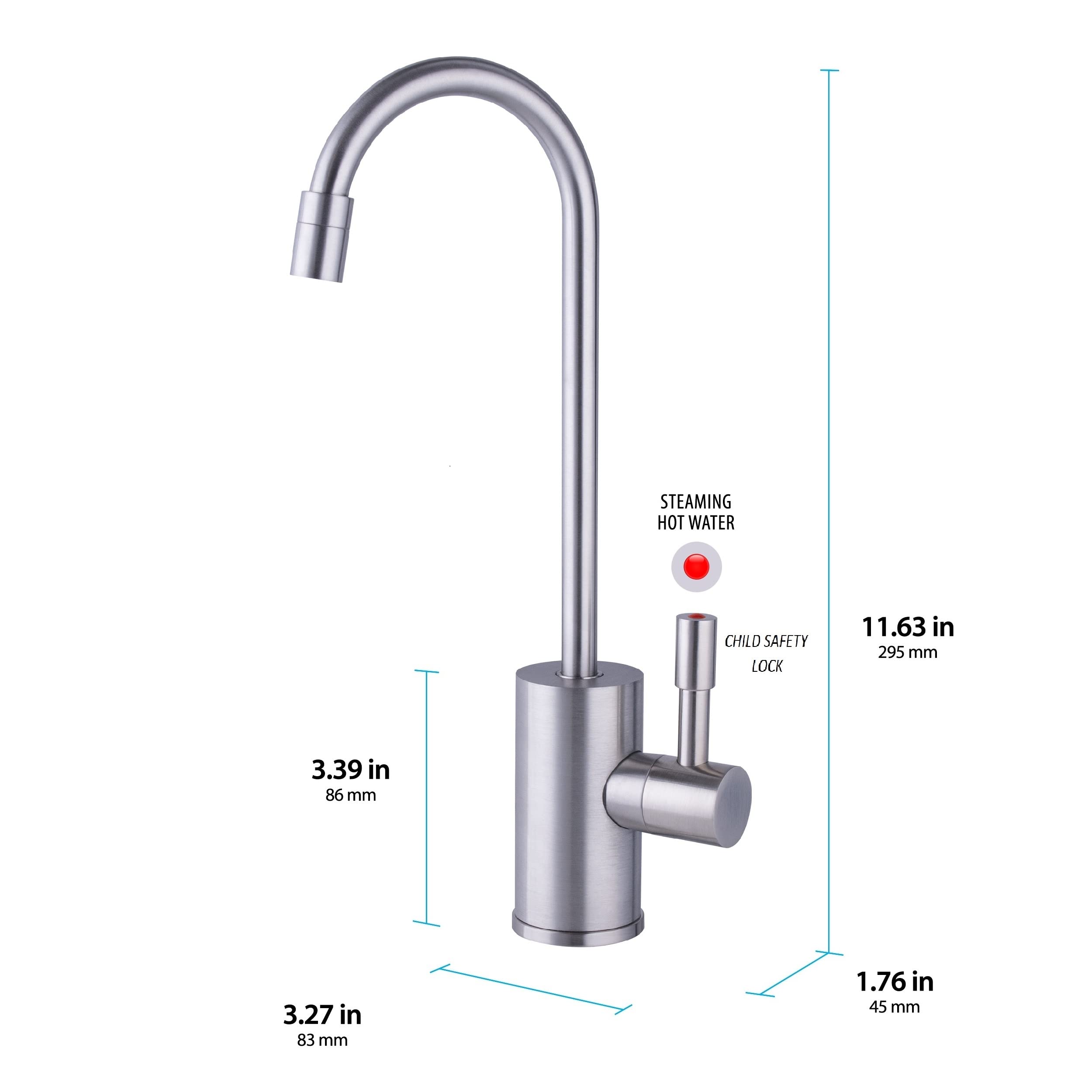 Ready Hot RH-F570-BN Brushed Nickel Faucet for Instant Hot Water Dispenser - Insulated, Safety Lock Handle, Single Lever Design - Perfect for Kitchen Sinks, Coffee Stations & Home Brewing