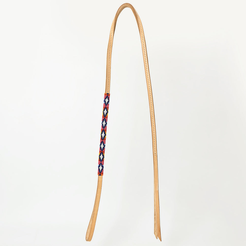 5 Ft Hilason Western Horse Whip - Beautiful Beaded Overlay American Leather Tan - Perfect for Equestrian Training, Rodeo Shows & Cowboy Costume Accessories