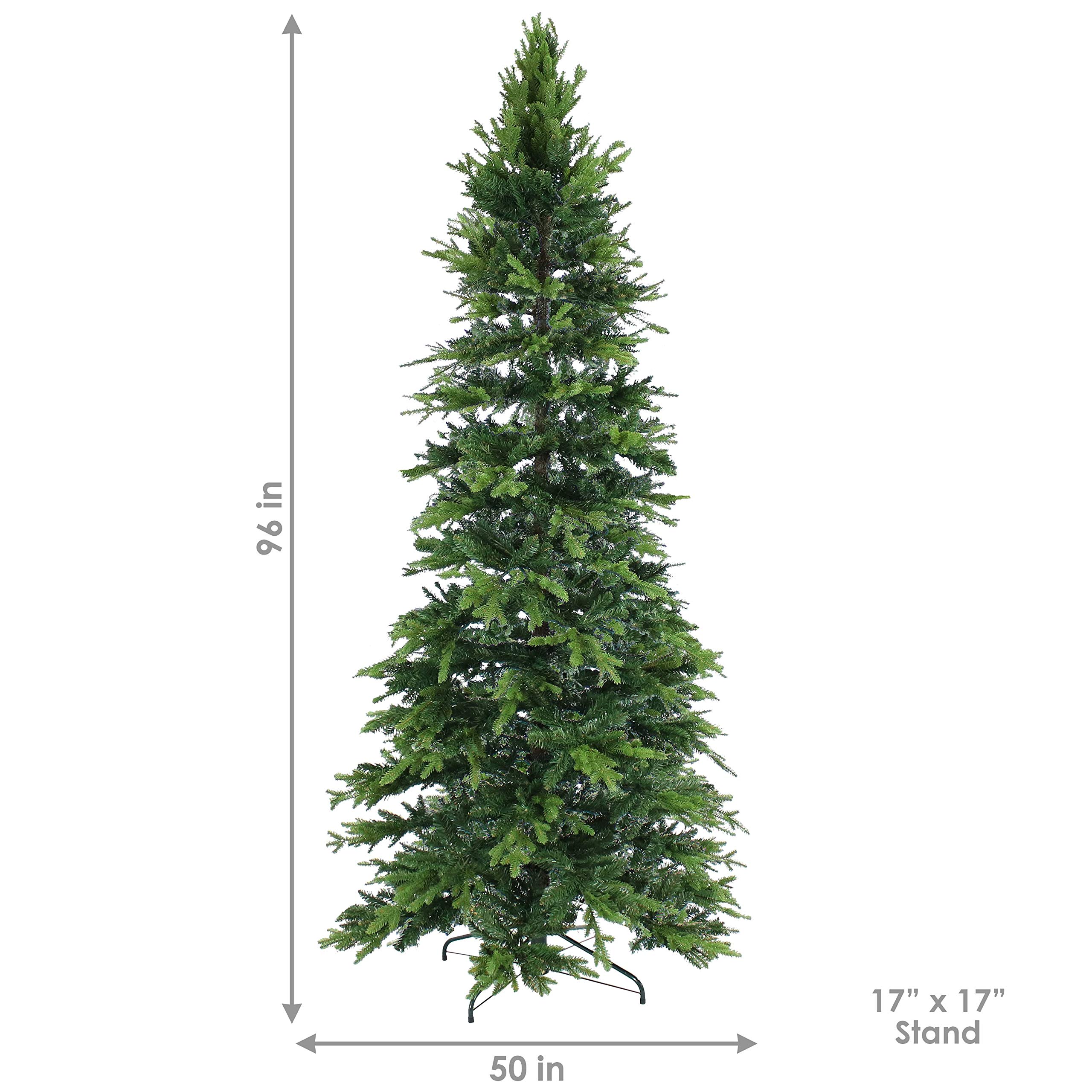 Premium 8ft Slim Artificial Christmas Tree with Stand - Traditional Unlit Indoor Holiday Decor for Living Room, Office & Festive Home Decorations