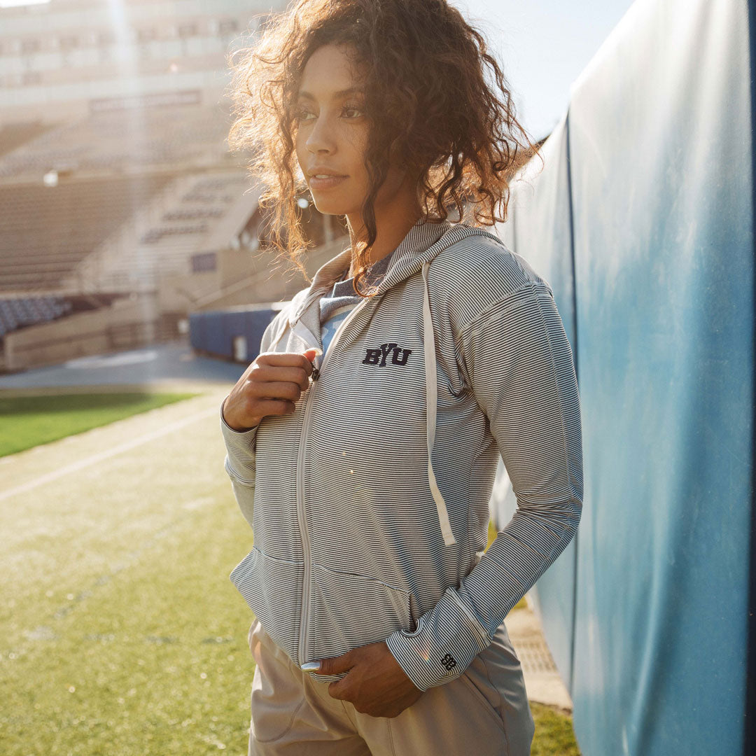 BYU Albion Zip Up Hoodie - Men's & Women's Lightweight Fleece Pullover for Casual Wear, College Campus, and Outdoor Activities