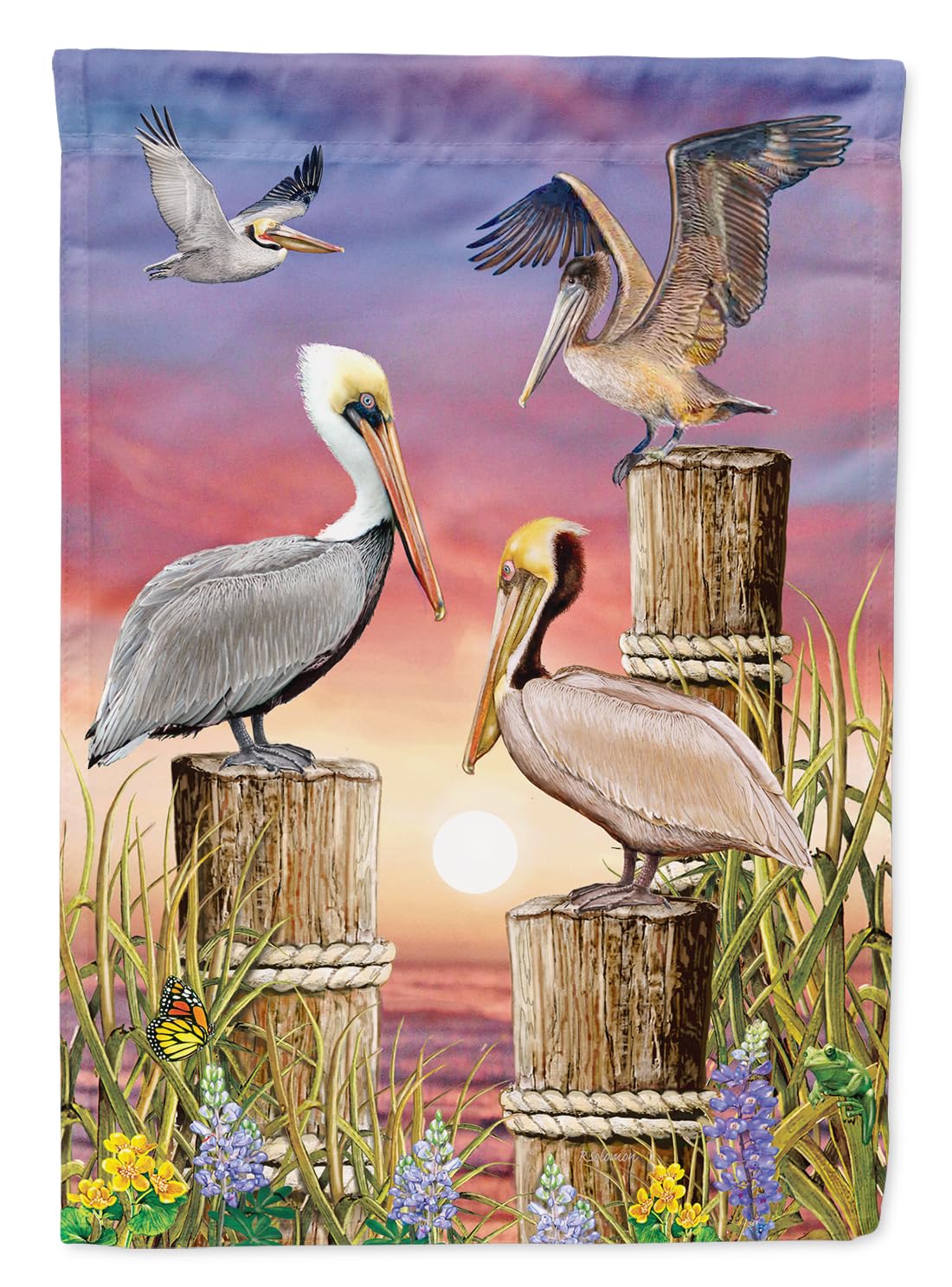 Pelicans Garden Flag - Decorative Outdoor Yard Banner for Mailbox, Patio & Flower Beds | Multicolor Weather-Resistant Garden Art | Perfect for Coastal & Beach House Decor