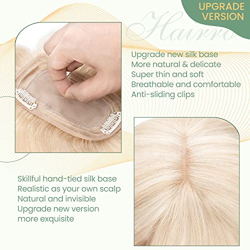 Clip in Human Hair Topper with Silk Base - Natural Looking Hairpiece for Thinning Hair - Perfect for Daily Wear, Special Occasions & Styling