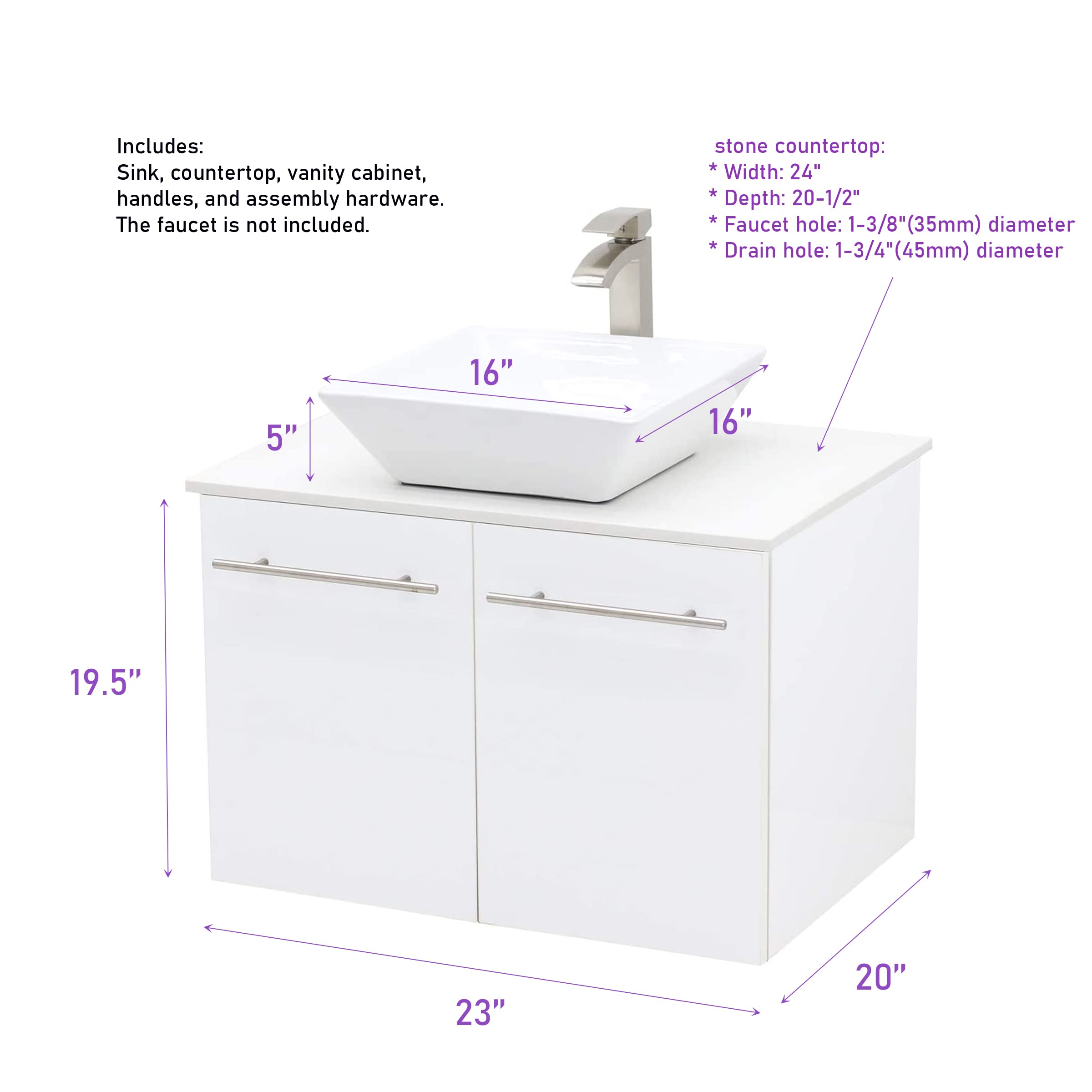 Wall Mount Floating Vanity Set 24
