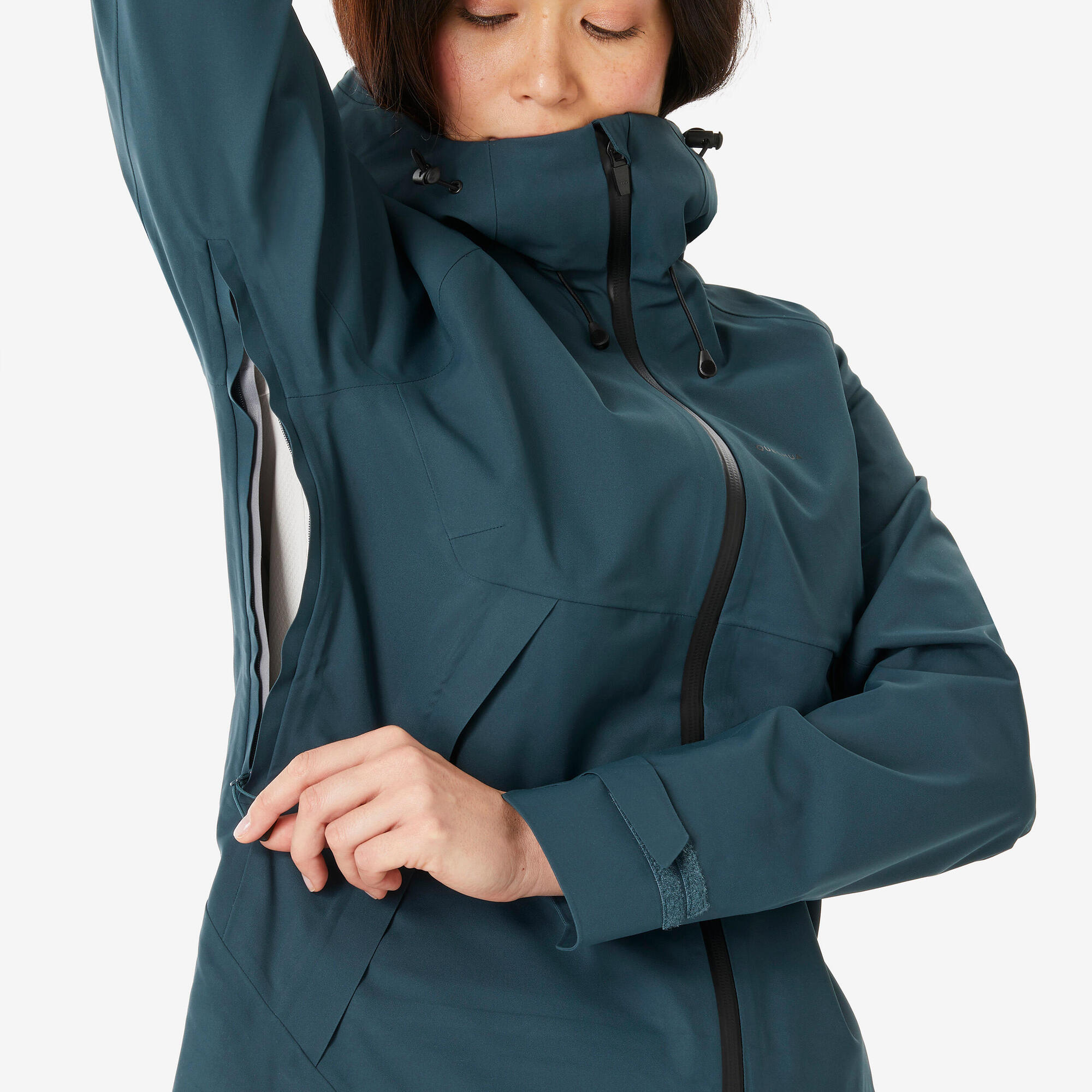 Quechua Women's MH500 Lightweight Waterproof Hiking Jacket - Windproof Outdoor Raincoat for Trekking, Camping & Travel