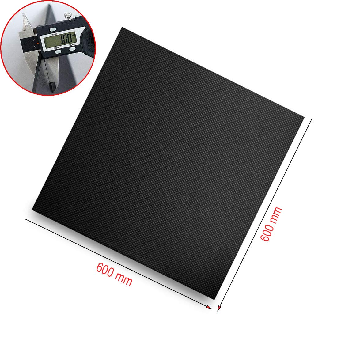 Premium 3K Carbon Fiber Sheet 600x600x3mm - 3.0mm/4.0mm/5.0mm Thickness Options - Twill Weave Full Matte Finish - High Strength Lightweight Carbon Fiber Board Plate for DIY Projects, Automotive Parts, and RC Model Building