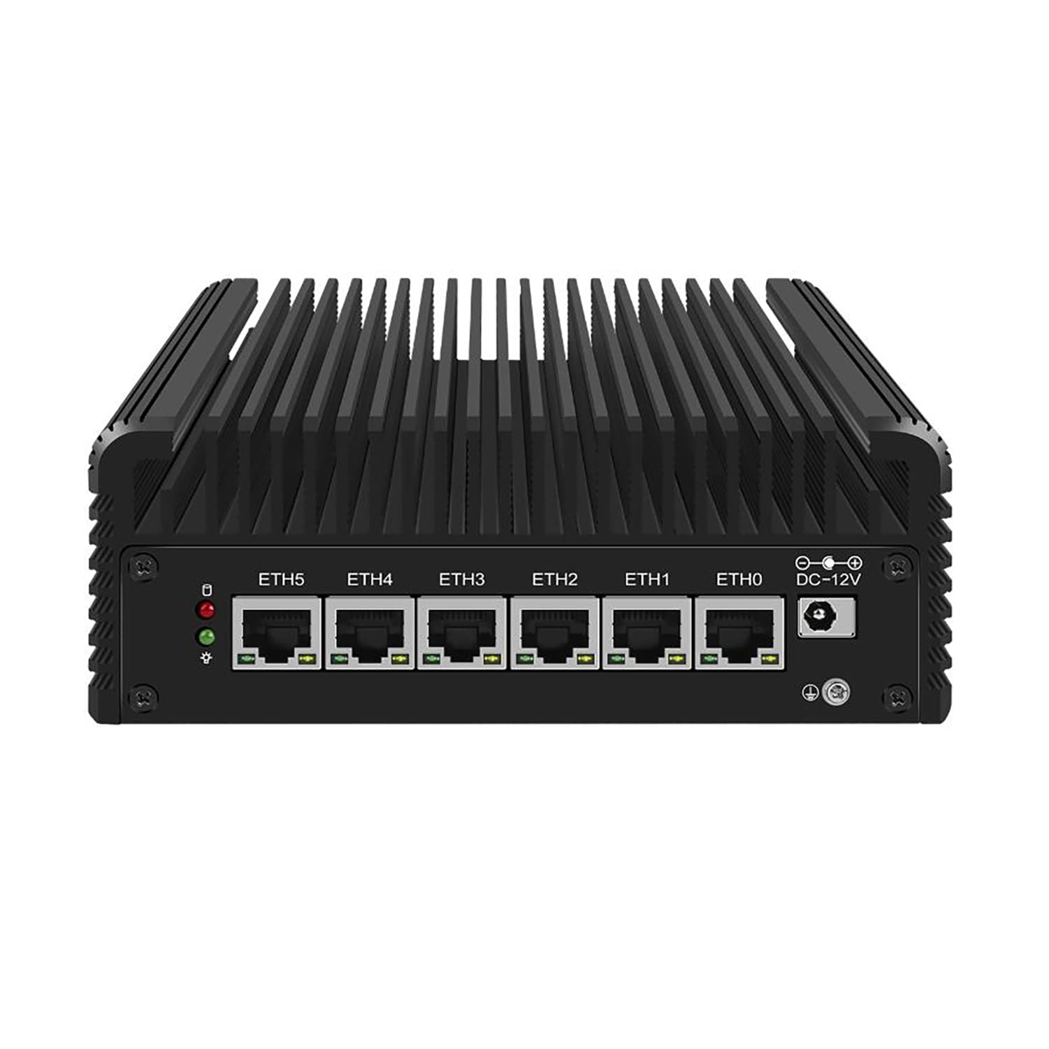 HUNSN Mini PC Firewall Appliance - Intel U300, 6x2.5GbE I226-V, 4GB RAM, 64GB SSD for Mikrotik, OPNsense, VPN Router | Home Office Network Security Solution with HDMI, DP, USB 3.2, Type-C & TF Card Support