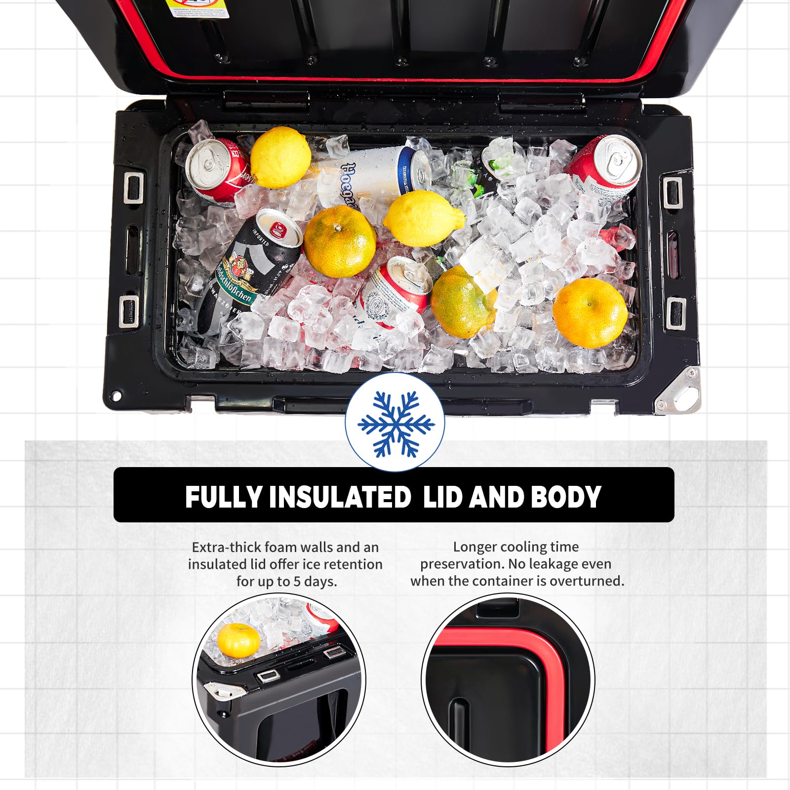 EchoSmile 25/30/35/40/60/75 Quart Rotomolded Cooler - Heavy Duty Insulated Cooler for Camping, Fishing, Tailgating & Outdoor Adventures