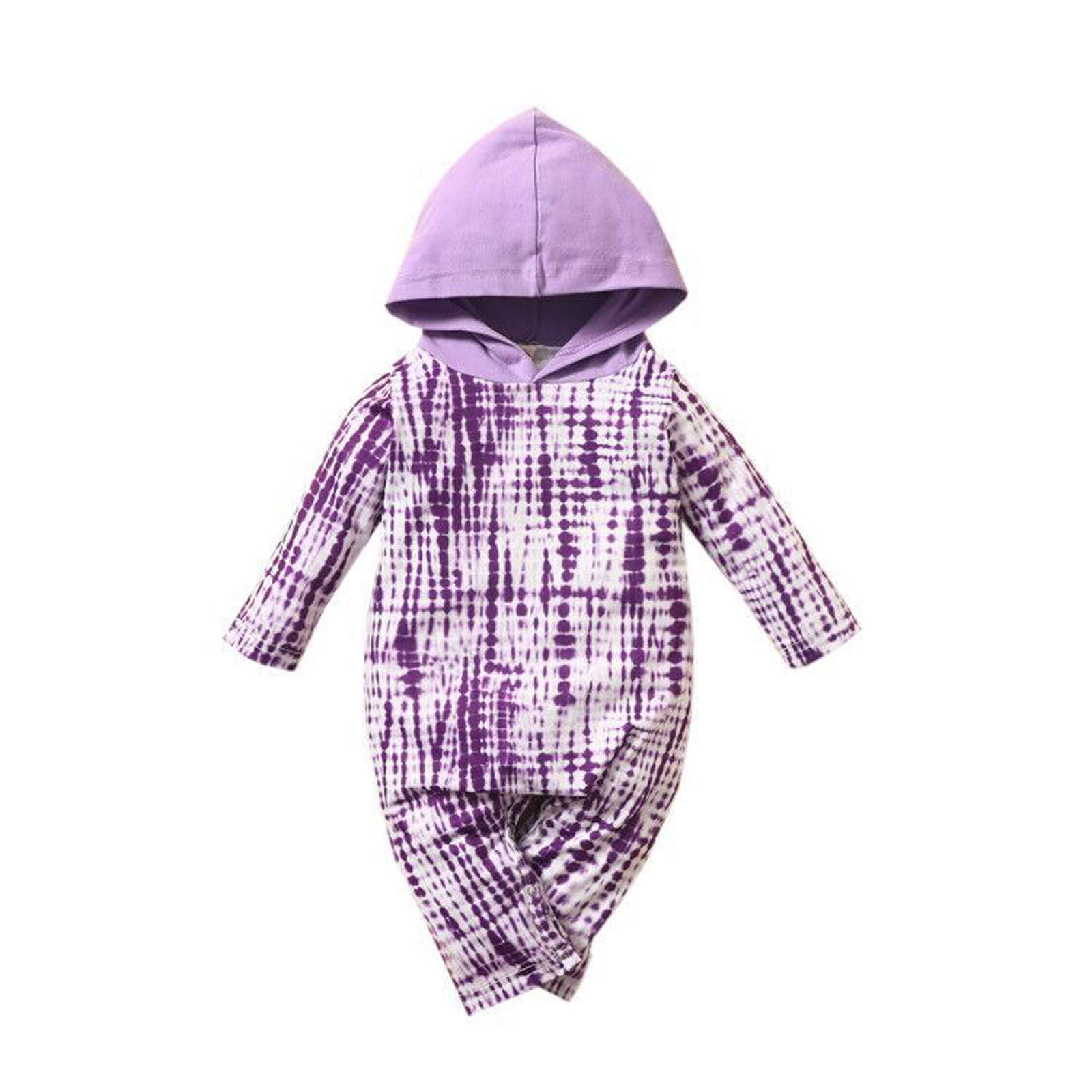 FORESTIME Tie-Dye Hooded Romper Jumpsuit for Baby Boys & Girls - Newborn Long Sleeve Overalls Playsuit - Perfect for Playdates, Photoshoots & Everyday Comfort