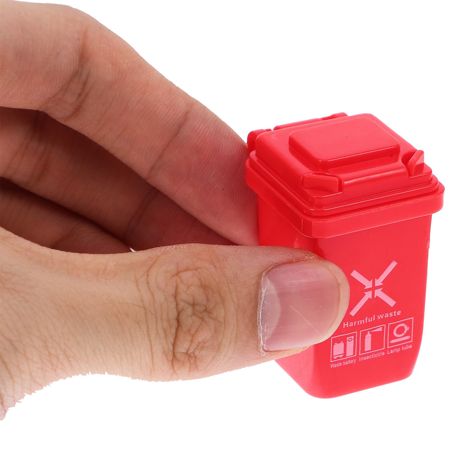 STOBOK 5Pcs Mini Trash Can Toys - 1:12 Scale Miniature Garbage Cans with Open Lids, Small Dollhouse Accessories for Kids & Toddlers - Perfect for Dollhouse Life Scenes, School Projects & Collectible Displays