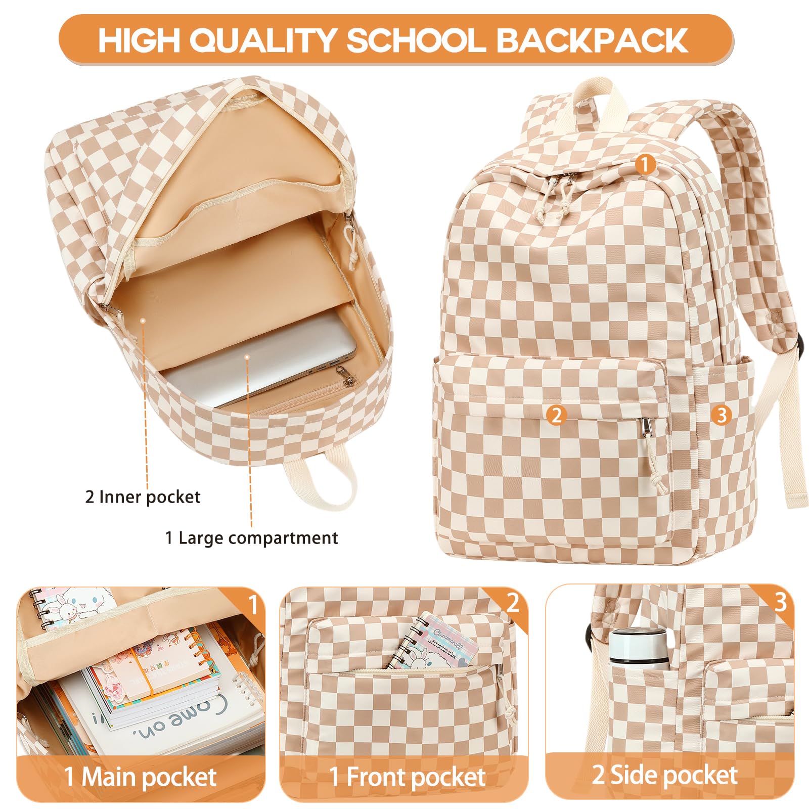 LOIDOU Girls Backpack for School - Lightweight Bookbag for Elementary, Middle School & College Students, Women Laptop Backpack - Perfect for Daily Use, Travel & Work Commute