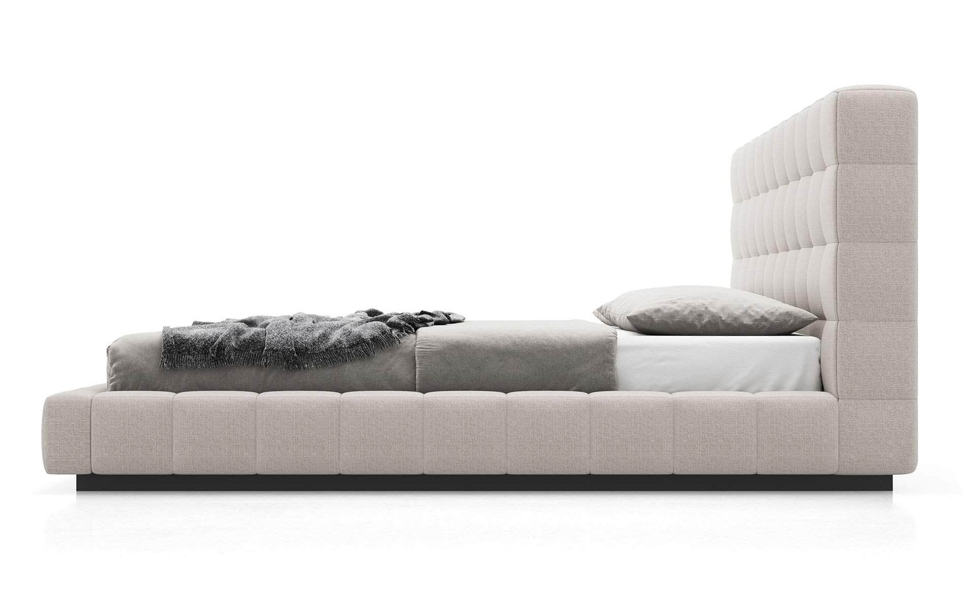 Thompson Square Tufted Fabric Platform Bed - Queen & King Size, Gray & Navy Blue - Modern Upholstered Bed Frame for Master Bedroom & Guest Room