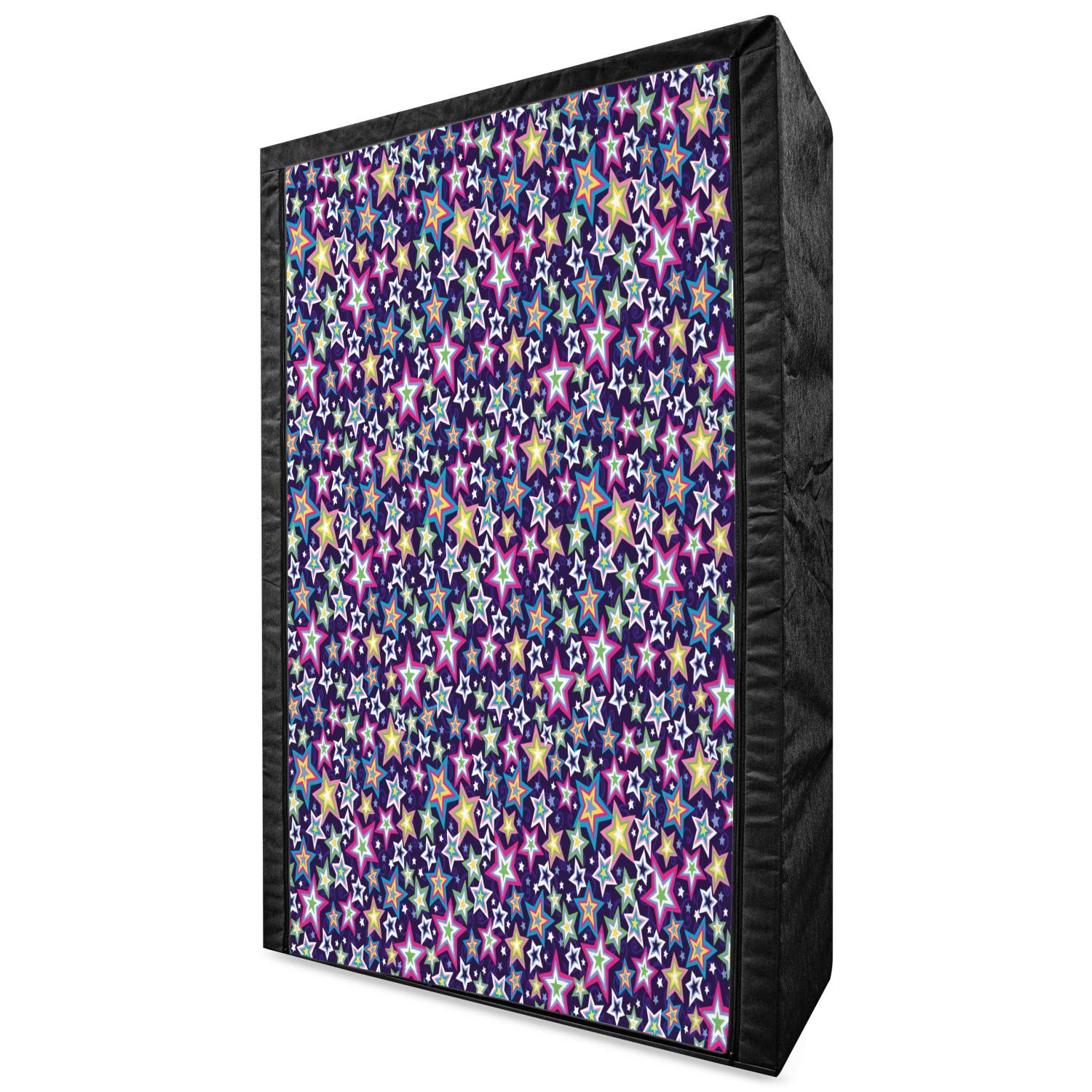 Ambesonne Star Portable Fabric Wardrobe | Space Universe Themed Clothing Organizer with Shelves | 42.5 Inch Multicolor Stars Pattern | Perfect for Bedroom, Dorm, Closet & Storage Organization