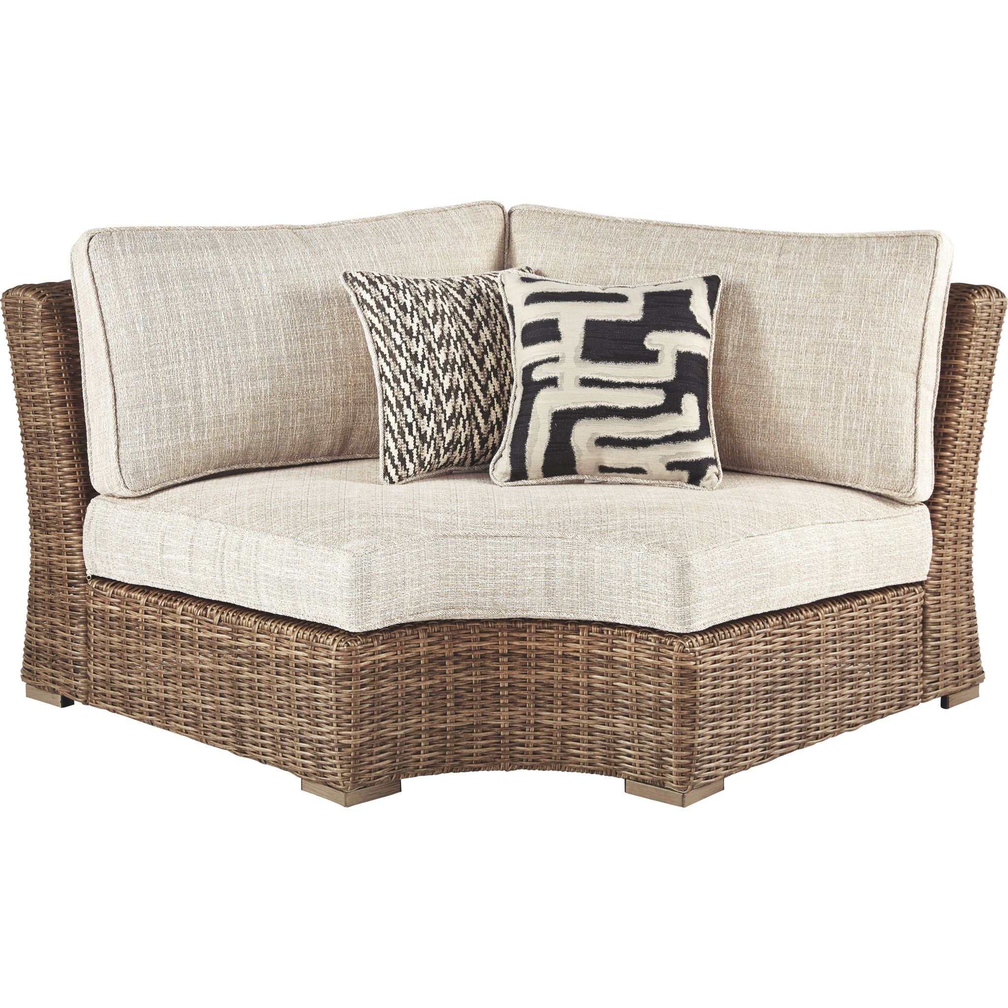 Beachcroft Outdoor Corner Chair with Cushion - White/Beige - Patio, Garden, Poolside & Balcony Relaxation Furniture