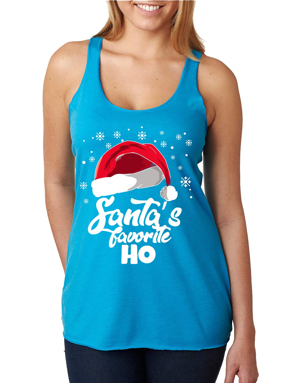 Santa's Favorite Ho Christmas Tri-Blend Racerback Tank Top - Festive Holiday Women's T-Shirt for Christmas Parties & Ugly Sweater Events