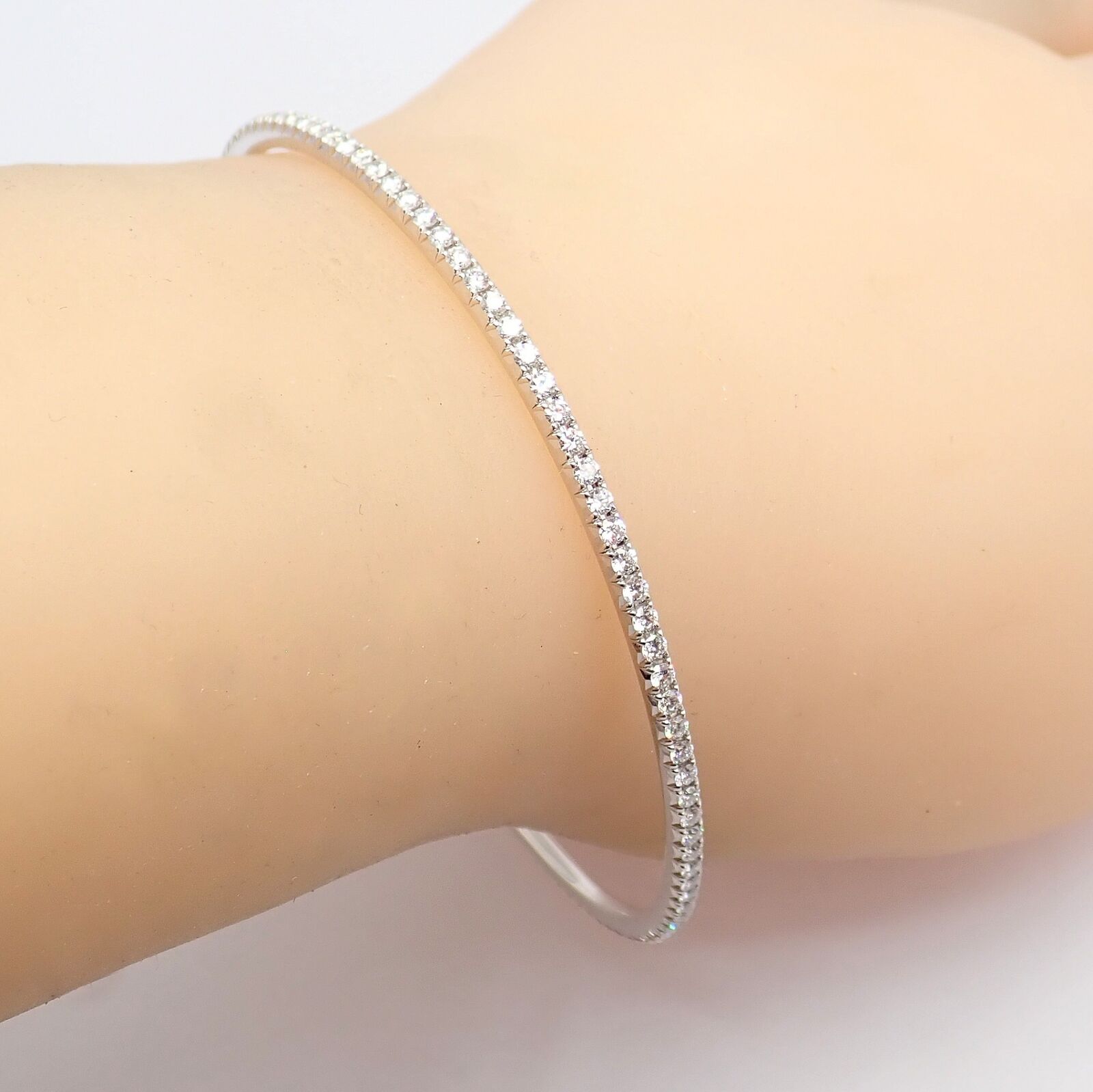 Authentic Tiffany & Co Metro 18k White Gold Diamond Bangle Bracelet - Luxury Jewelry Gift for Women, Perfect for Weddings, Anniversaries & Special Occasions