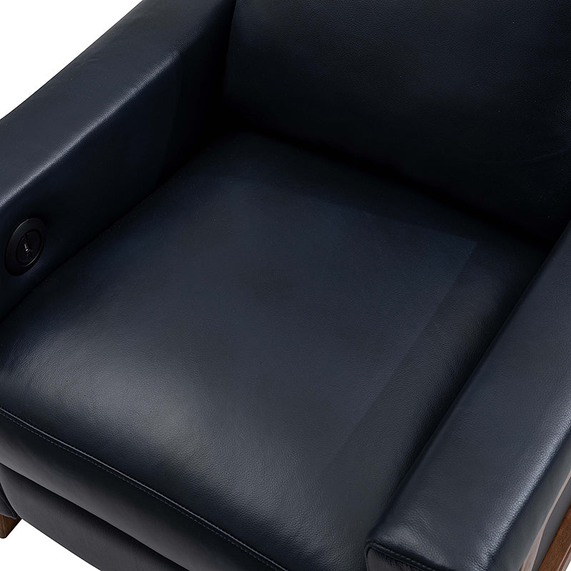 Premium Genuine Leather Power Recliner with Solid Wood Frame - Electric Massage Chair for Living Room, Home Theater & Office - Comfortable Modern Reclining Sofa with USB Charger
