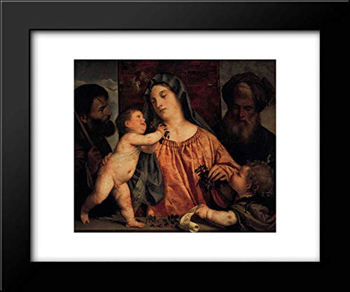 Titian Madonna Of The Cherries 24x20 Framed Art Print - Renaissance Religious Wall Decor for Living Room, Bedroom & Office