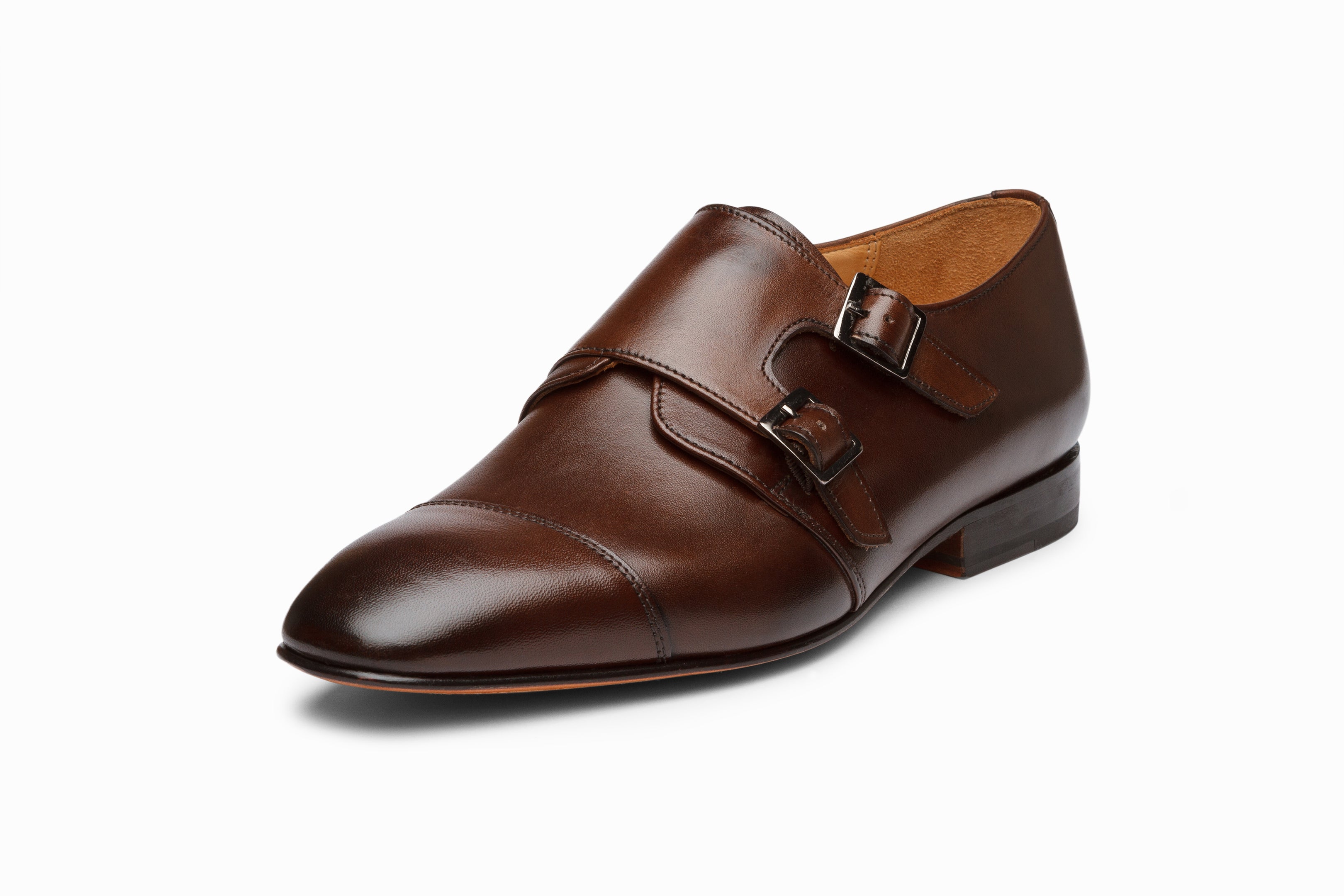 Premium Dark Brown Off-Centered Double Monk Strap Dress Shoes for Men – Elegant Formal & Business Attire