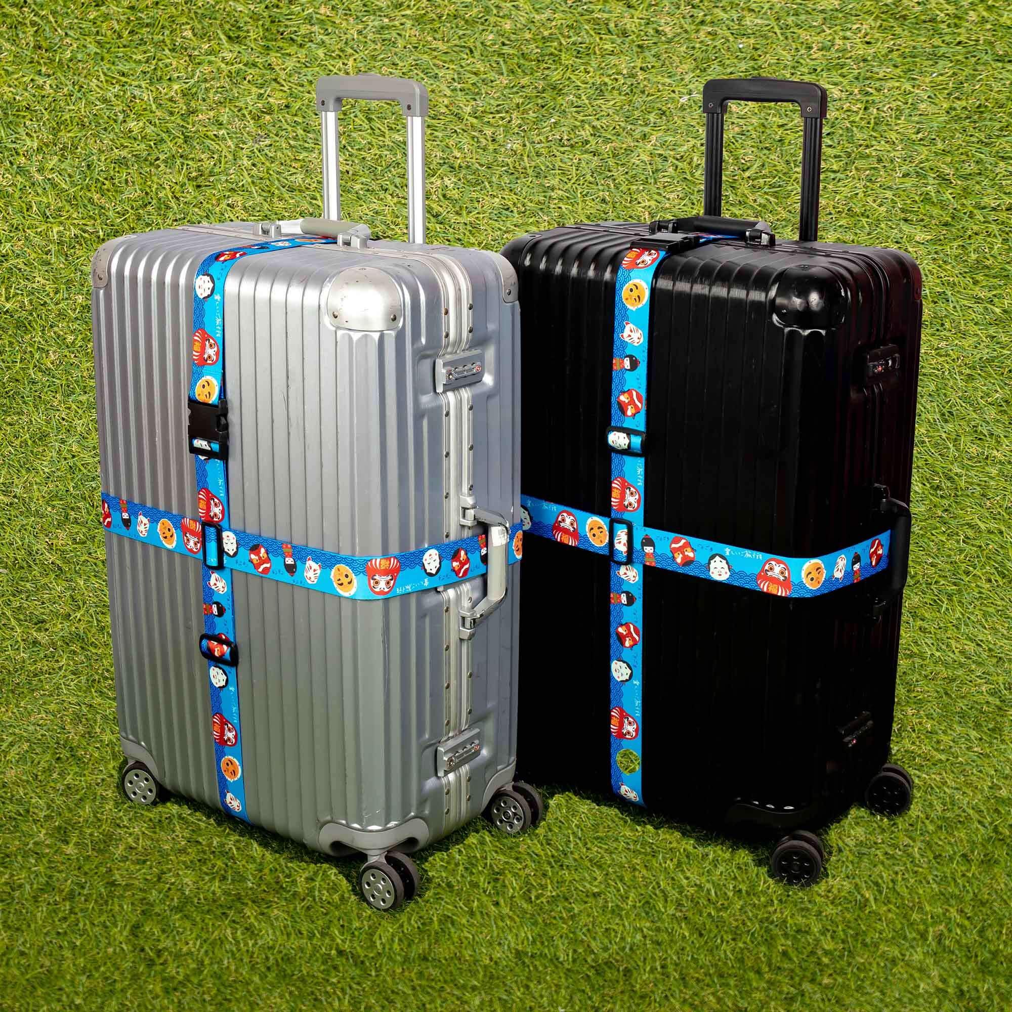 **Adjustable 220CM Teeoff Luggage Straps - Secure Suitcase Belts for Travel Bags (2 Pack, Japanese Mascot Design) - Perfect for Airports, Train Trips & Vacation Packing**