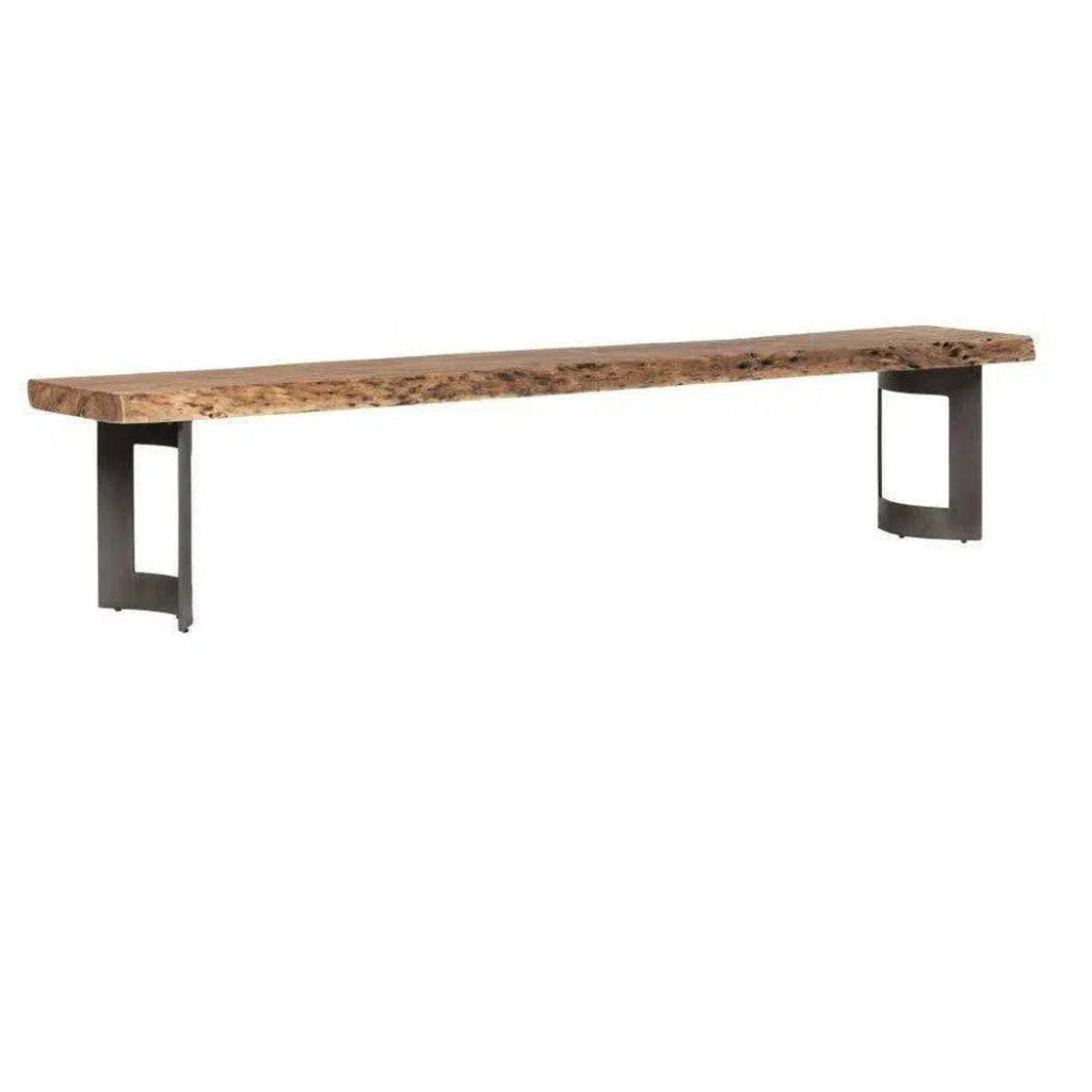108 Inch Live Edge Dining Bench - Solid Wood Rustic Industrial Style Bench for Kitchen, Dining Room, or Bar - Perfect for Farmhouse, Modern, and Industrial Decor
